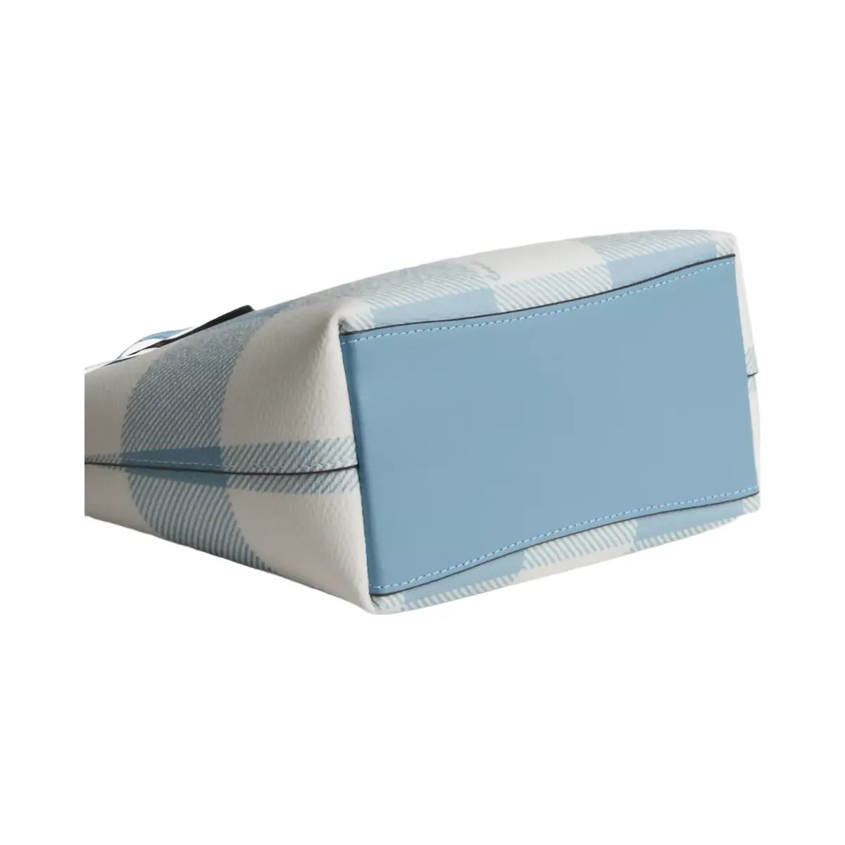 Coach City Mini Tote Bag With Gingham Print And Charm in Gold Blue Multi - HypeFly India View 6