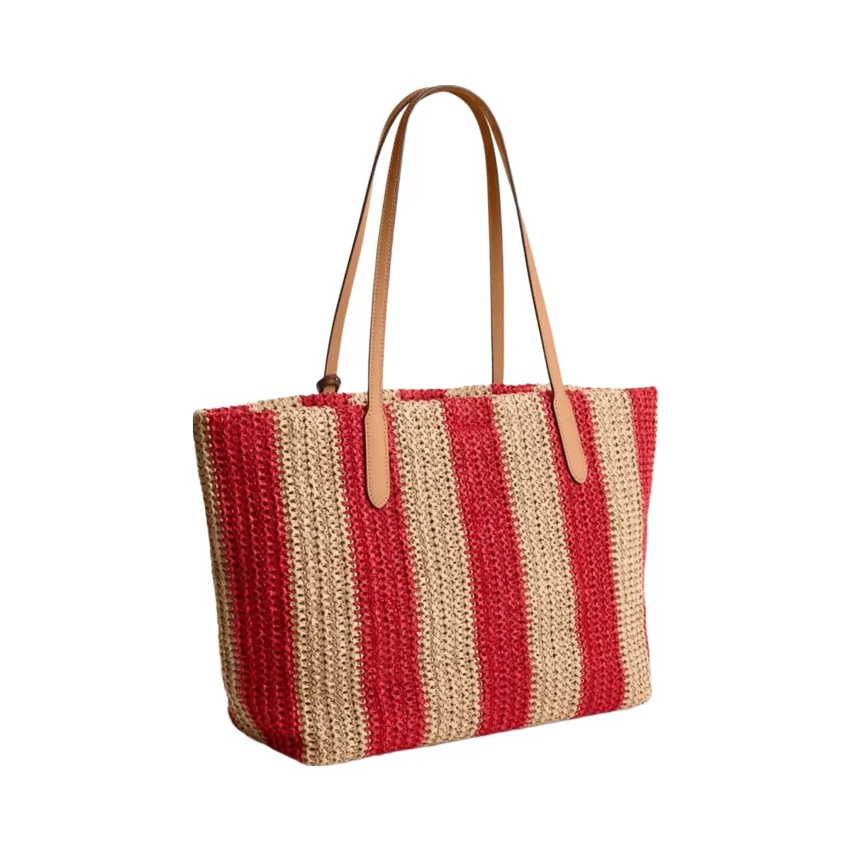 Coach City Tote Bag With Stripes And Charm in Gold Red Tan - HypeFly India View 2