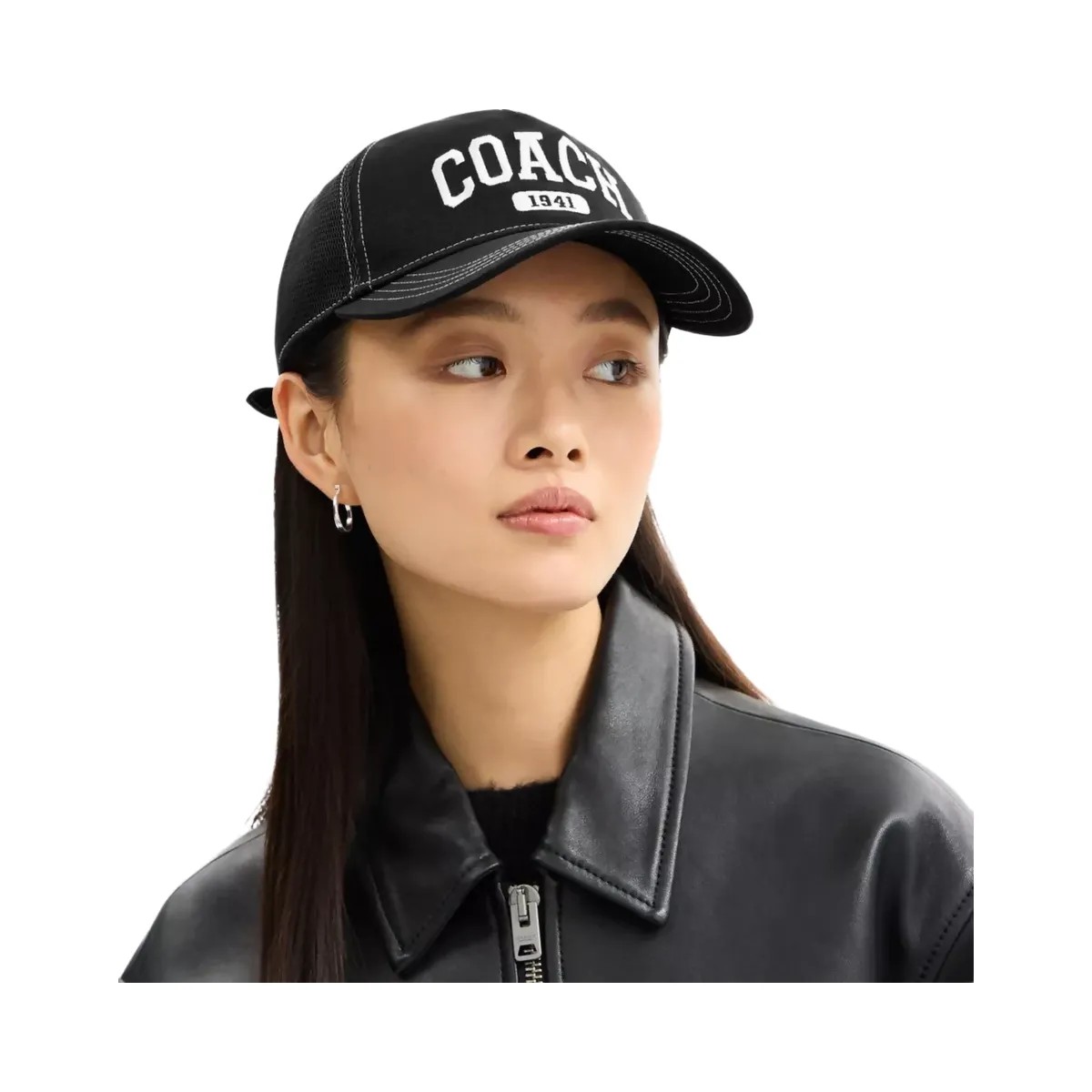 Coach Coach 1941 Varsity Trucker Hat in Black - HypeFly India View 2