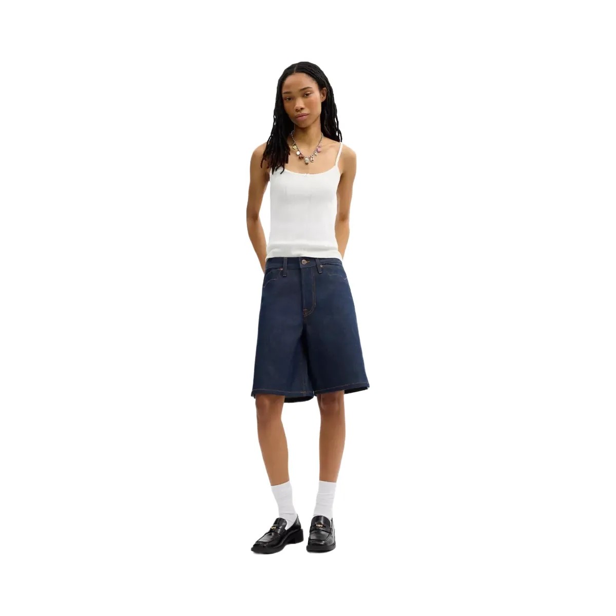 Coach x Brain Dead Denim Skater Shorts In Recycled Cotton in Dark Blue - HypeFly India View 2