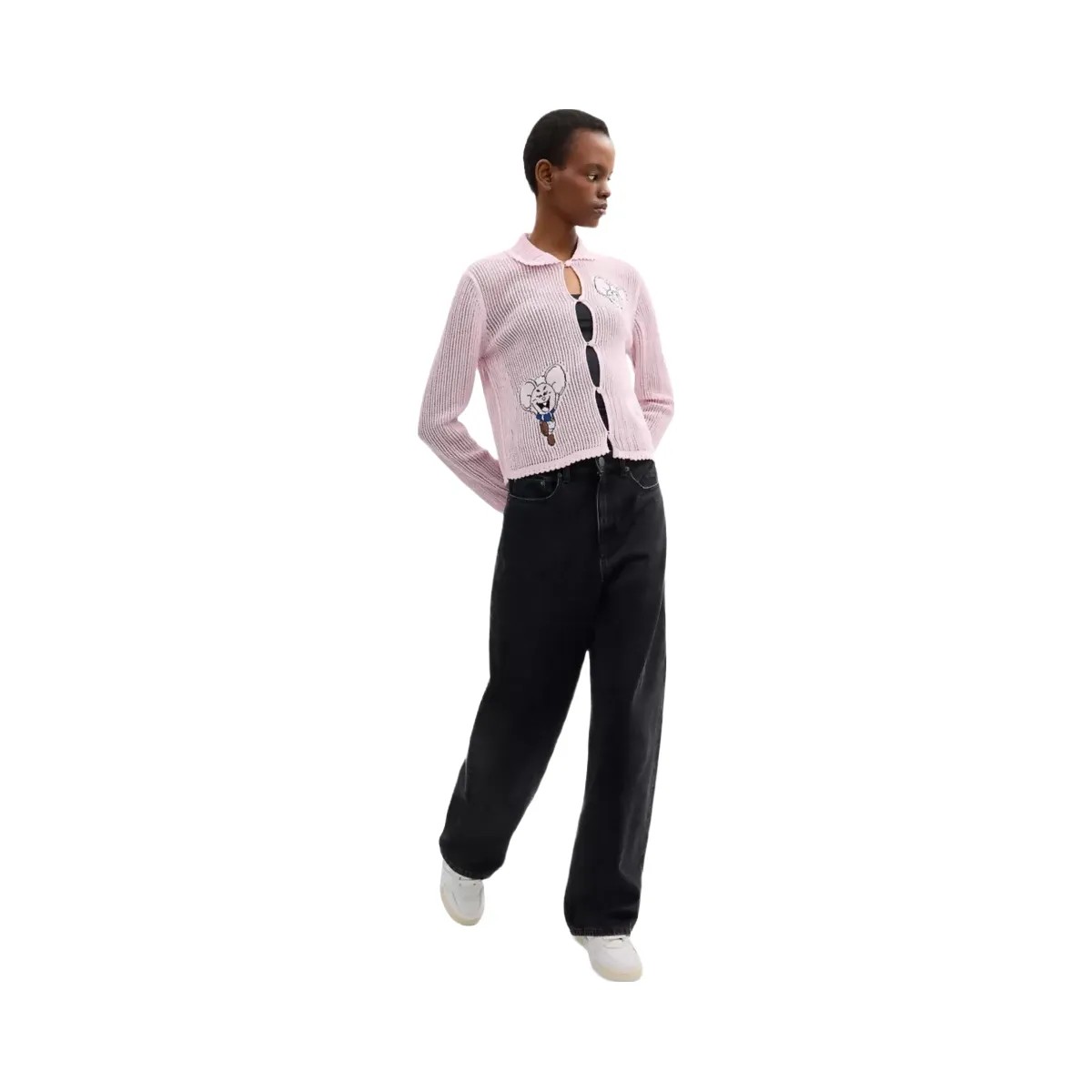 Coach x Brain Dead Kachi Mouse Cardigan In Organic Cotton in Pink - HypeFly India View 2
