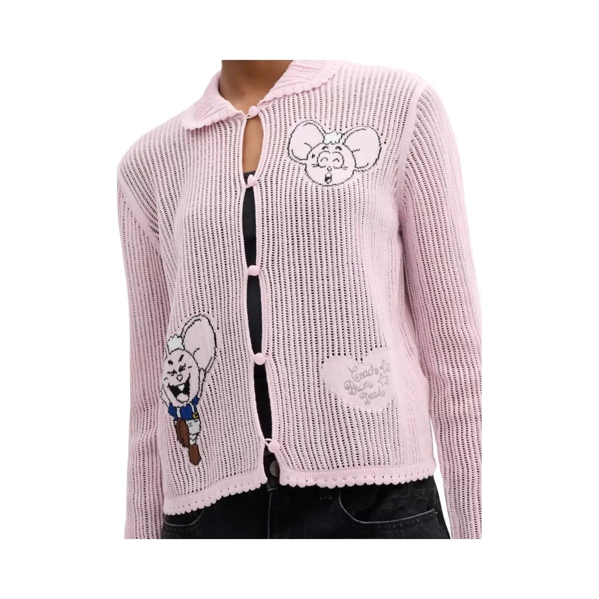 Coach x Brain Dead Kachi Mouse Cardigan In Organic Cotton in Pink - HypeFly India View 4