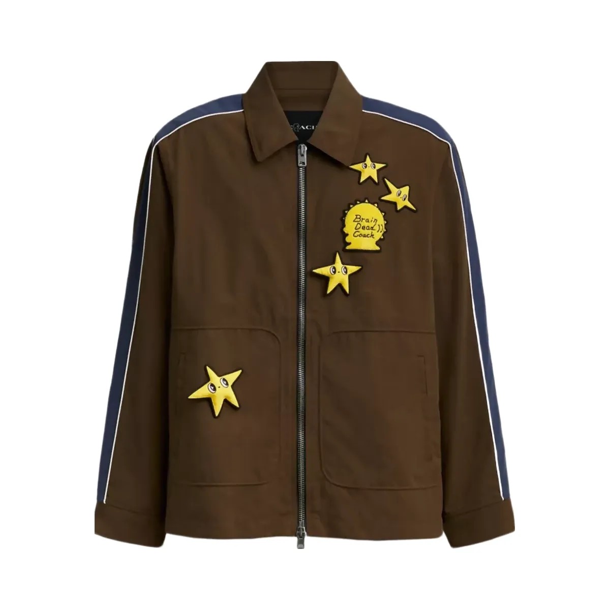 Coach x Brain Dead Nylon Racer Jacket In Recycled Polyamide in Brown - HypeFly India View 1