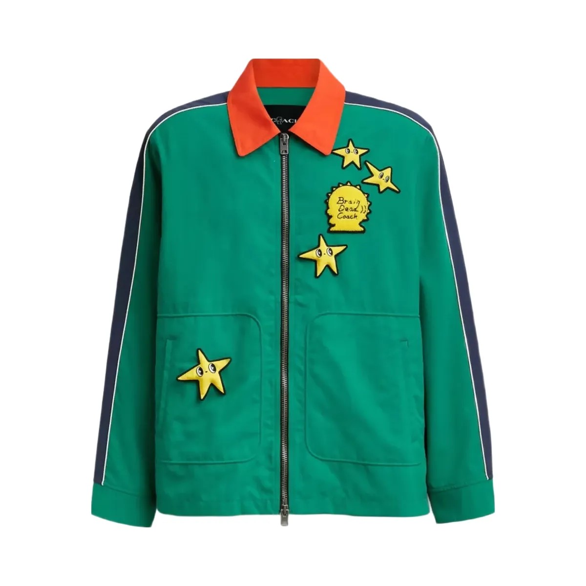 Coach x Brain Dead Nylon Racer Jacket In Recycled Polyamide in Green - HypeFly India View 1