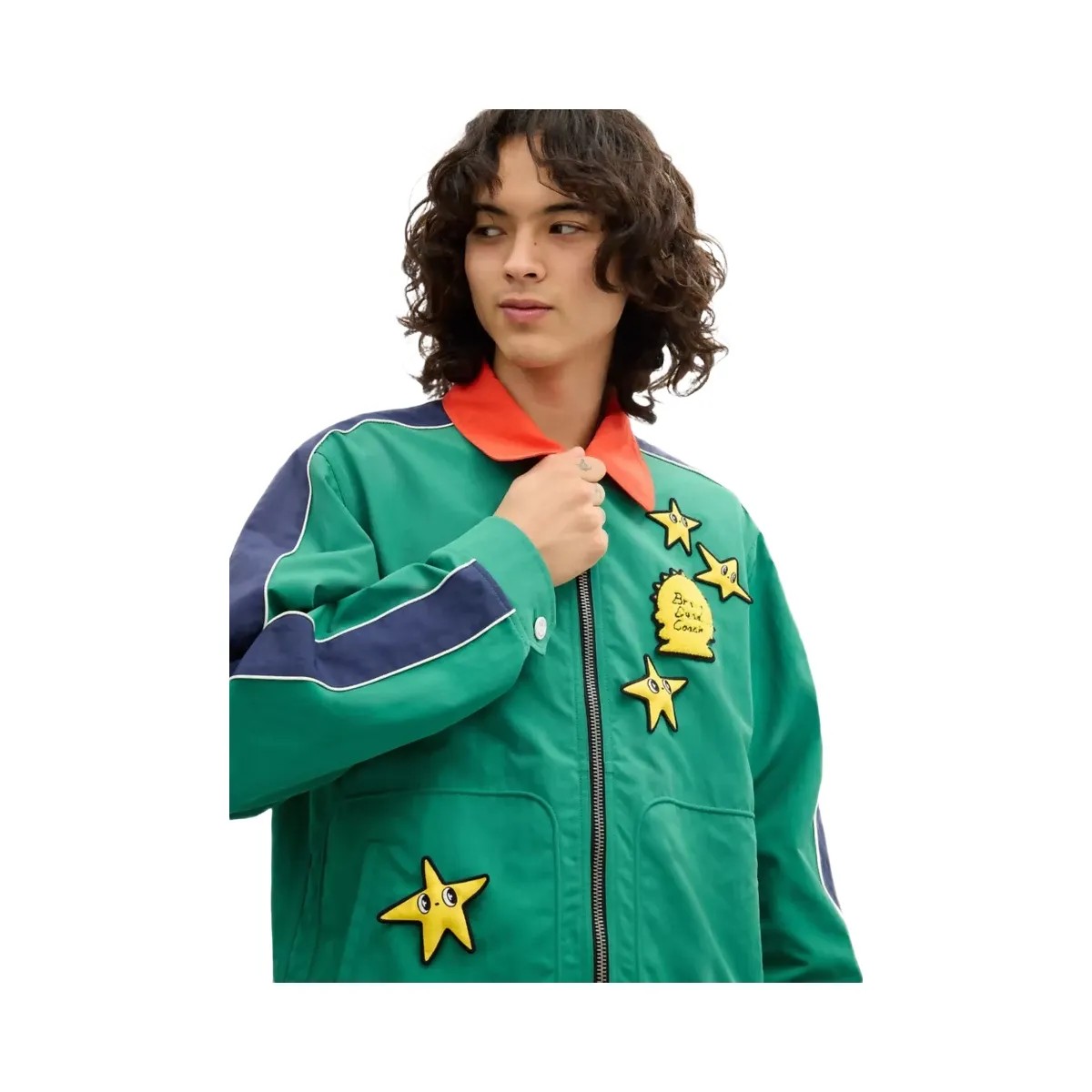 Coach x Brain Dead Nylon Racer Jacket In Recycled Polyamide in Green - HypeFly India View 4