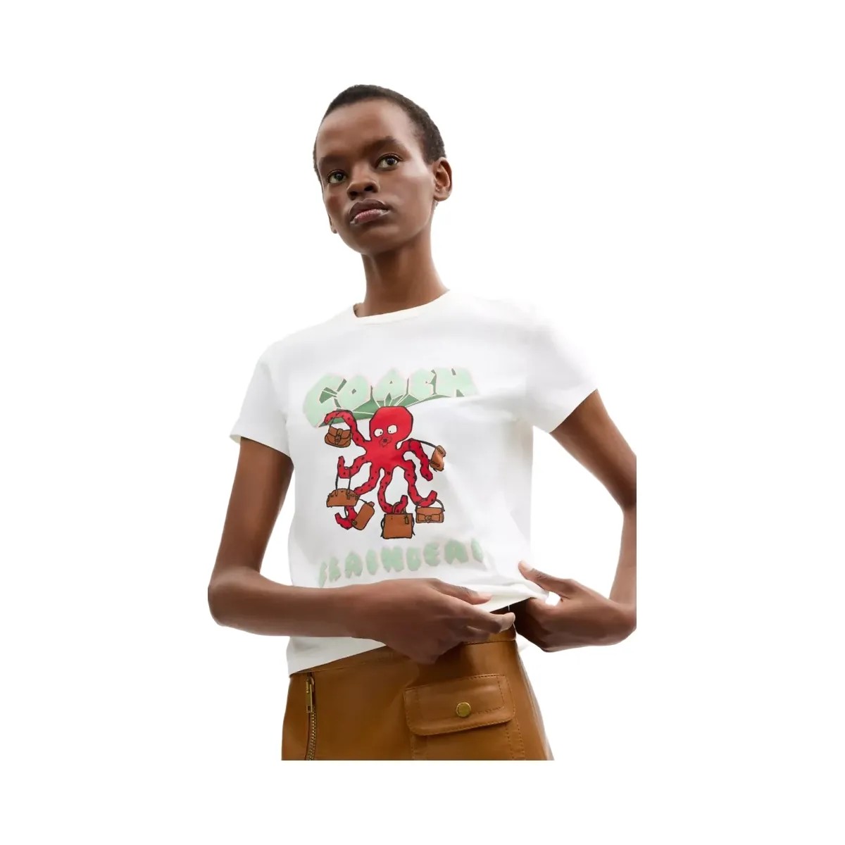 Coach x Brain Dead Octopus 90's T-Shirt in White - HypeFly India View 4