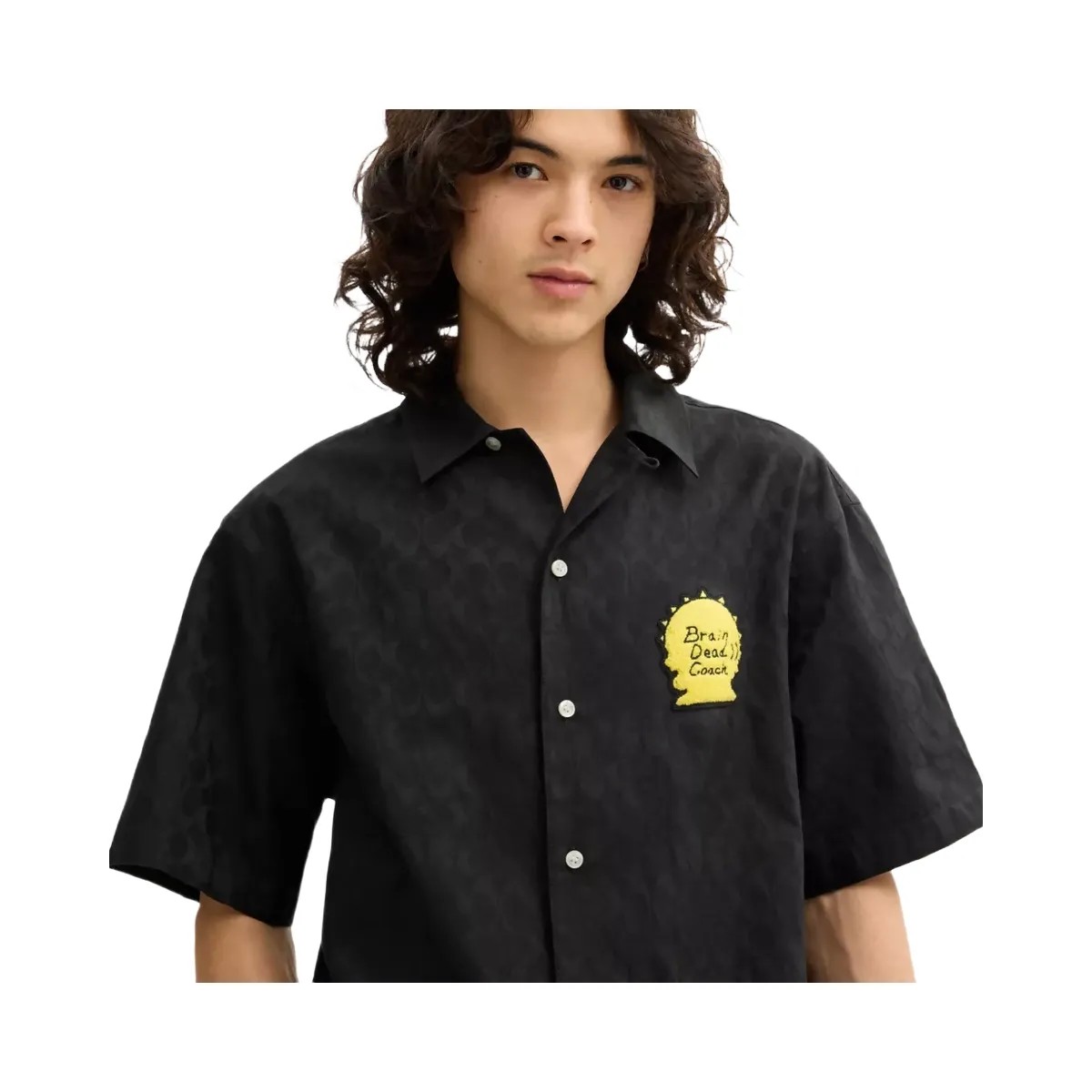Coach x Brain Dead Signature Camp Shirt in Black - HypeFly India View 4