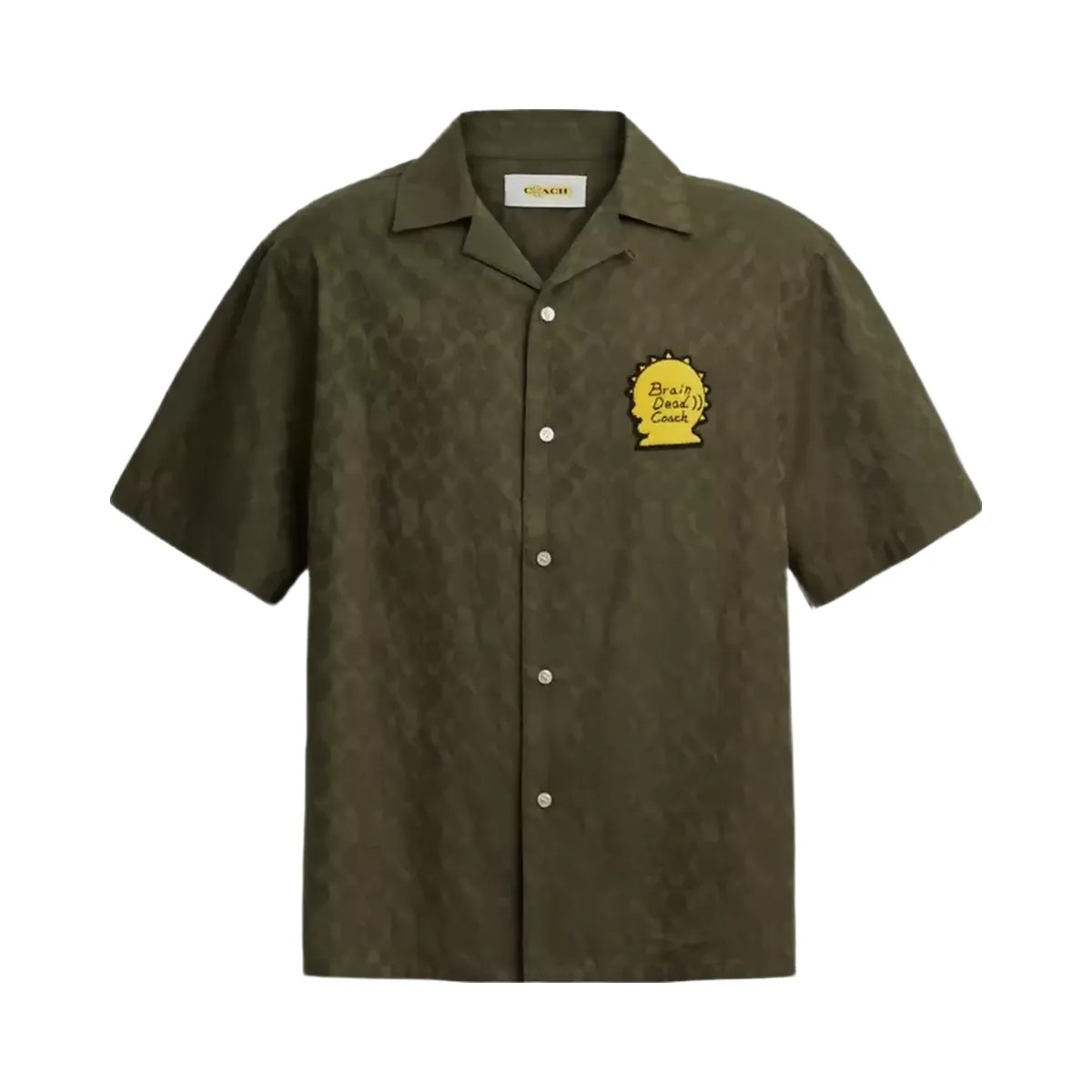 Coach x Brain Dead Signature Camp Shirt in Green - HypeFly India View 1