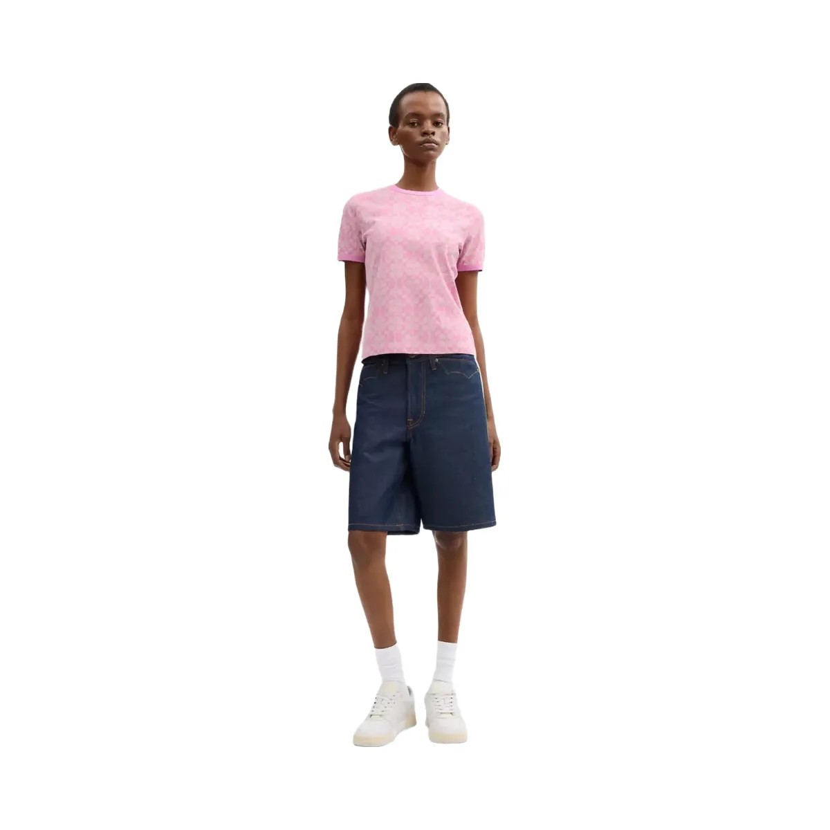 Coach x Brain Dead Signature Ringer T-Shirt in Fuschia - HypeFly India View 2