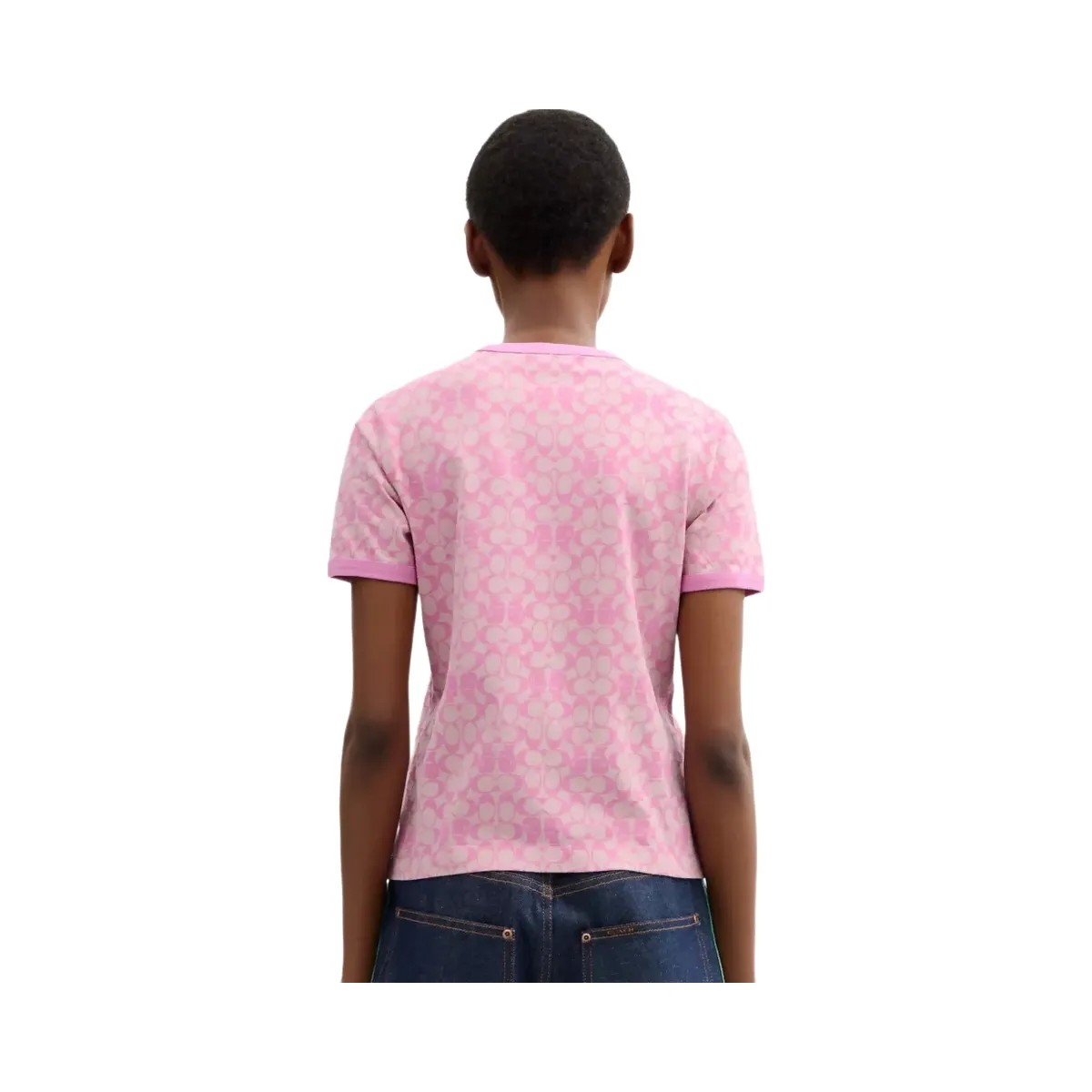 Coach x Brain Dead Signature Ringer T-Shirt in Fuschia - HypeFly India View 3
