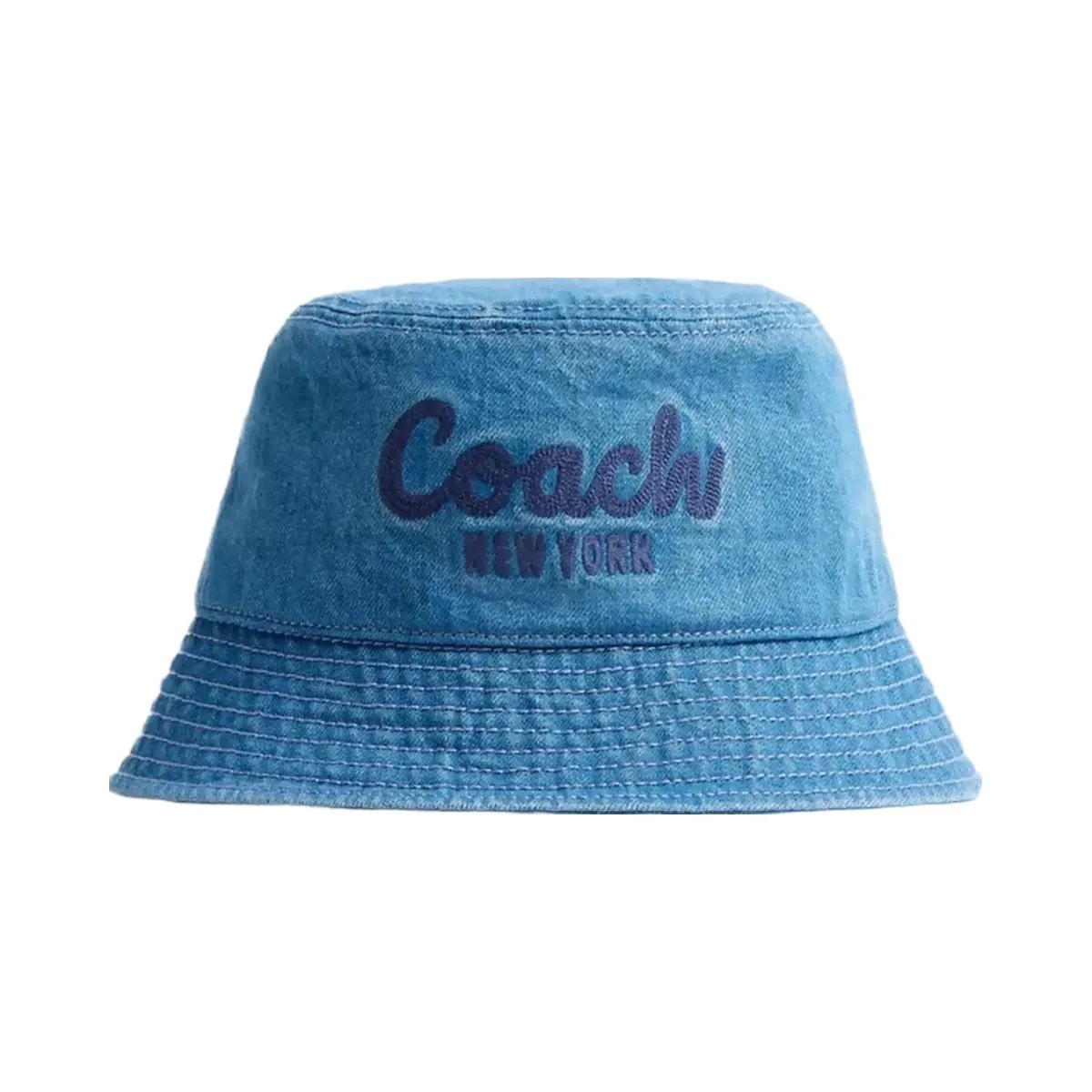 Coach Coach Script Embroidered Denim Bucket Hat in Indigo - HypeFly India View 1