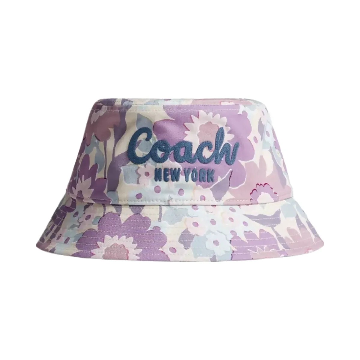 Coach Coach Script Floral Print Bucket Hat in Purple Multi - HypeFly India View 1
