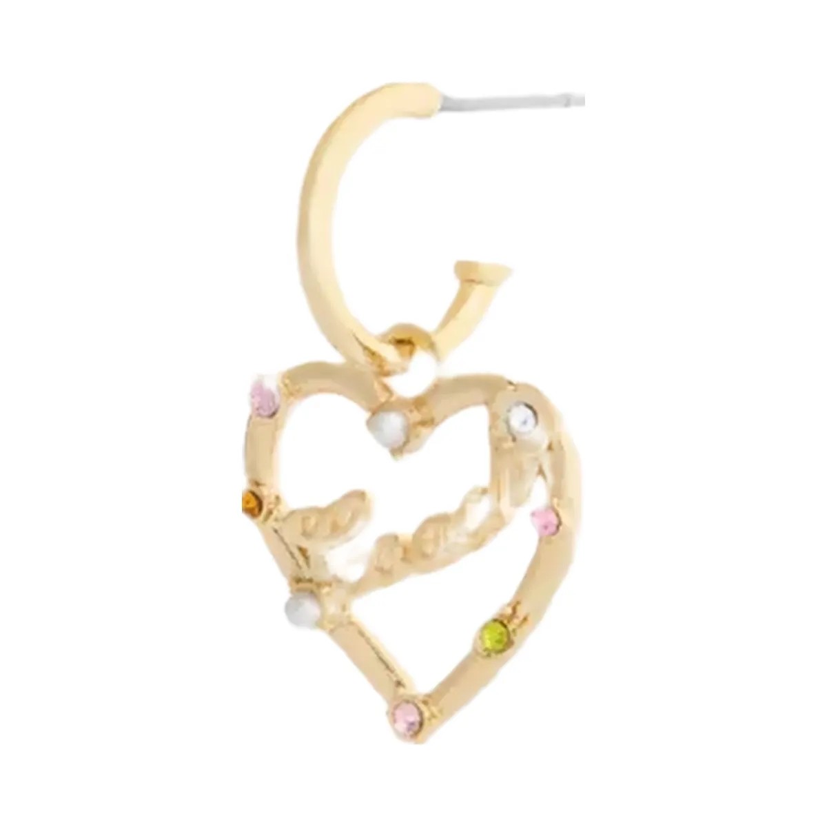 Coach Coach Script Heart Hoop Earrings in Gold Multi - HypeFly India View 1