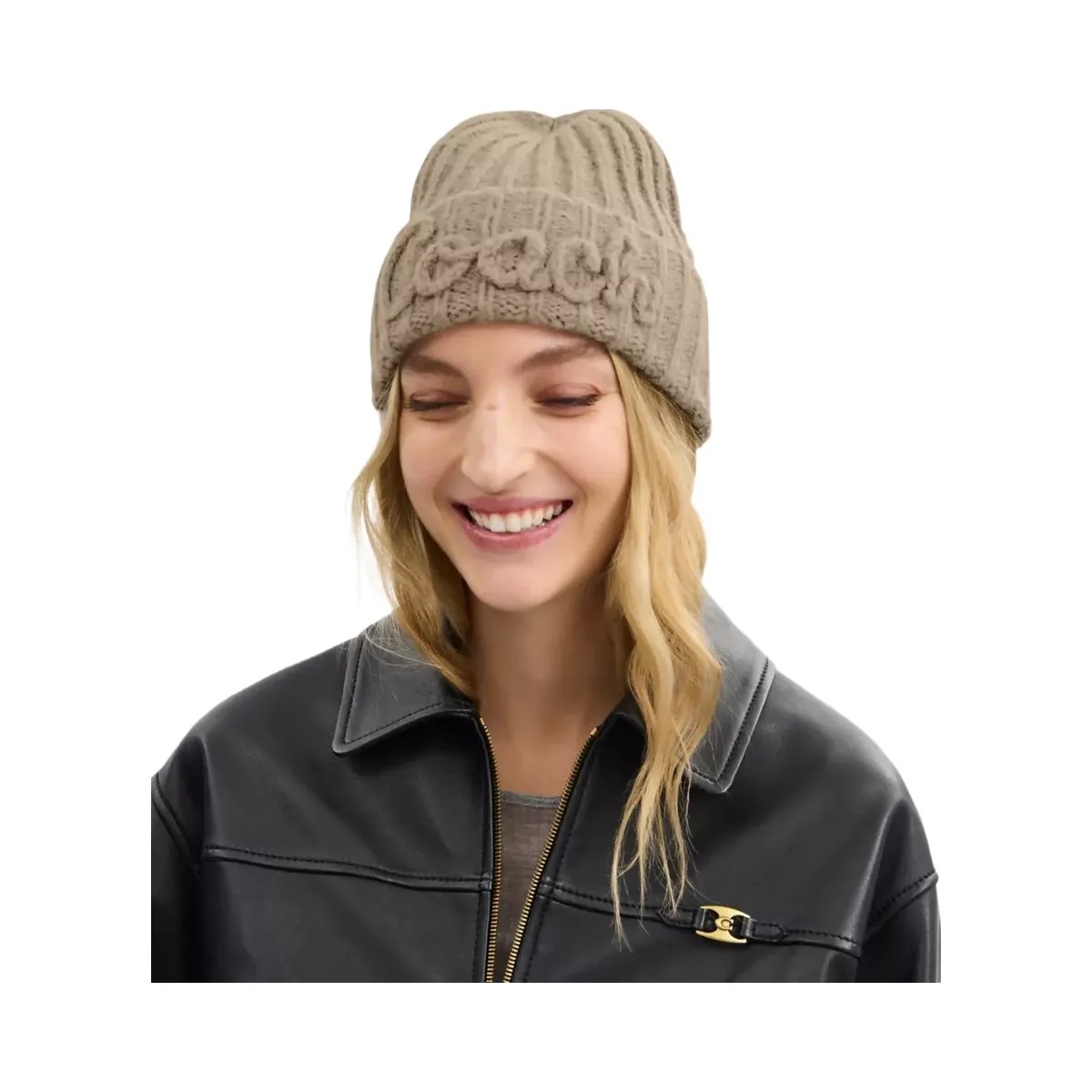 Coach Coach Script Knit Beanie in Grey Birch - HypeFly India View 2