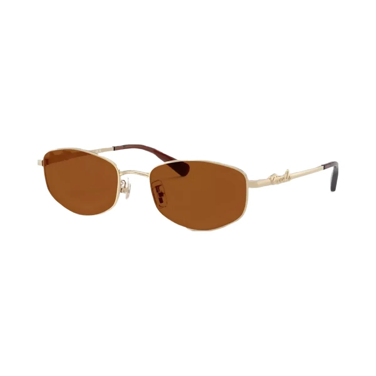 Coach Coach Script Metal Narrow Rectangle Sunglasses in Brown Gold - HypeFly India View 1