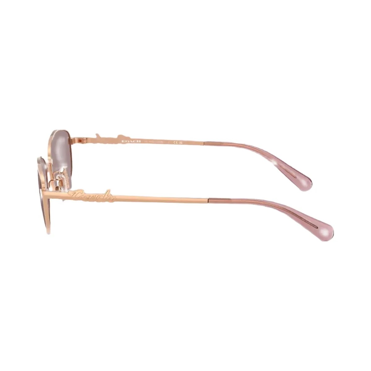 Coach Coach Script Metal Narrow Rectangle Sunglasses in Rose Gold - HypeFly India View 3