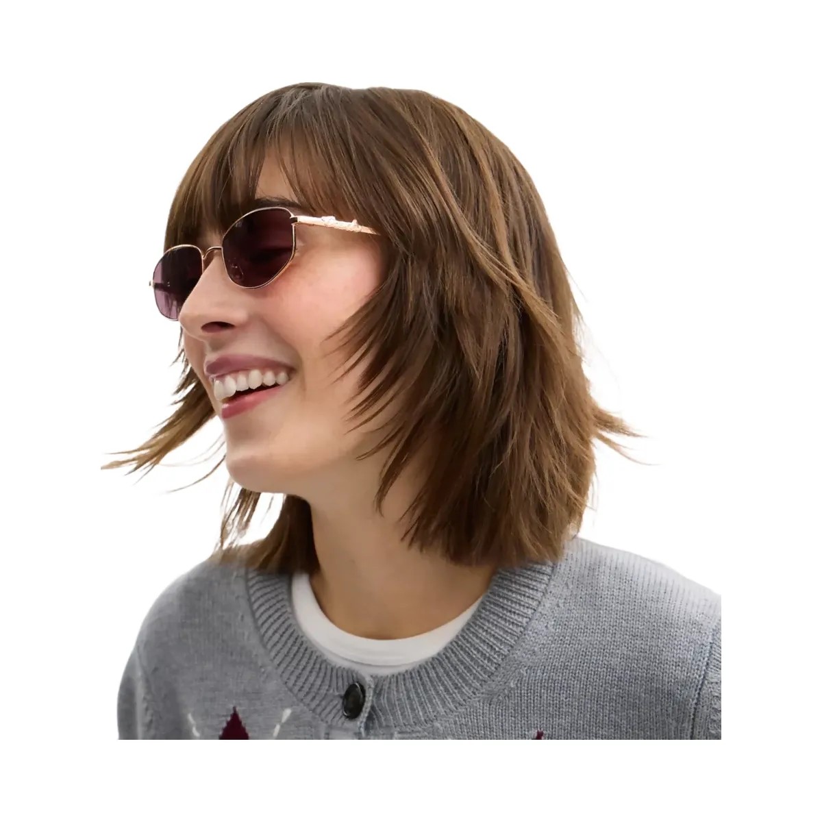 Coach Coach Script Metal Narrow Rectangle Sunglasses in Rose Gold - HypeFly India View 4