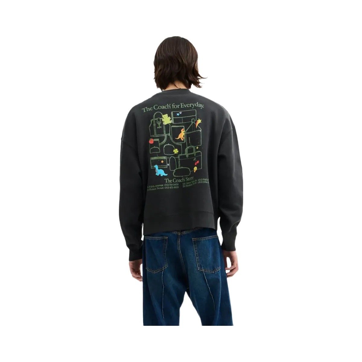 Coach Collage Sticker Crewneck Sweatshirt Washed Black - HypeFly India View 3
