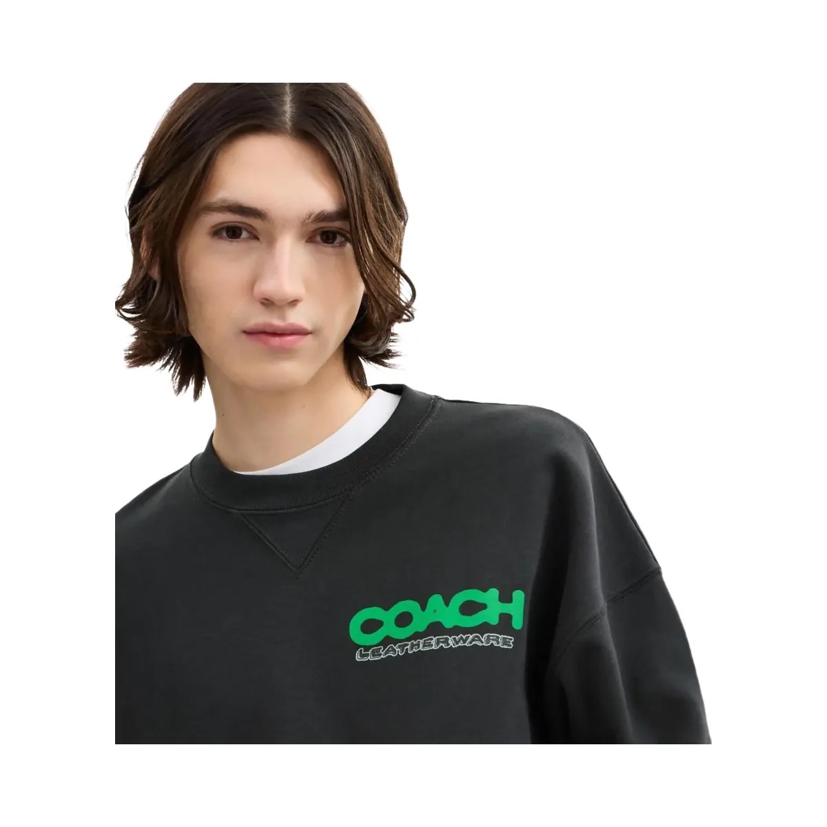 Coach Collage Sticker Crewneck Sweatshirt Washed Black - HypeFly India View 4