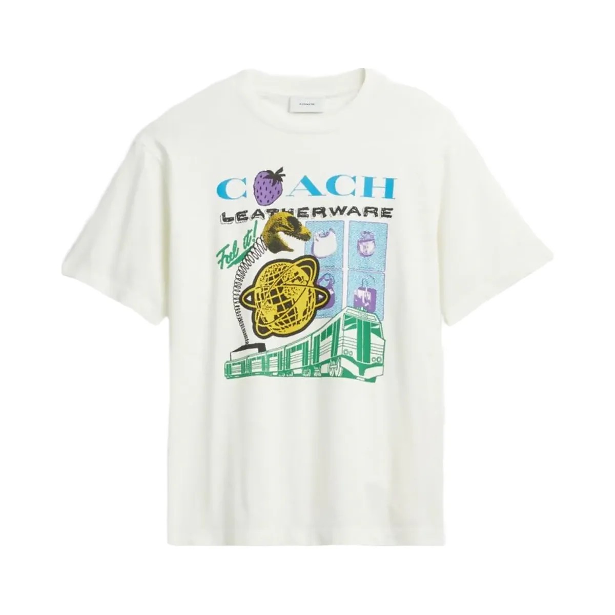 Coach Collage Train Relaxed T Shirt In Organic Cotton Vintage Ivory - HypeFly India View 1