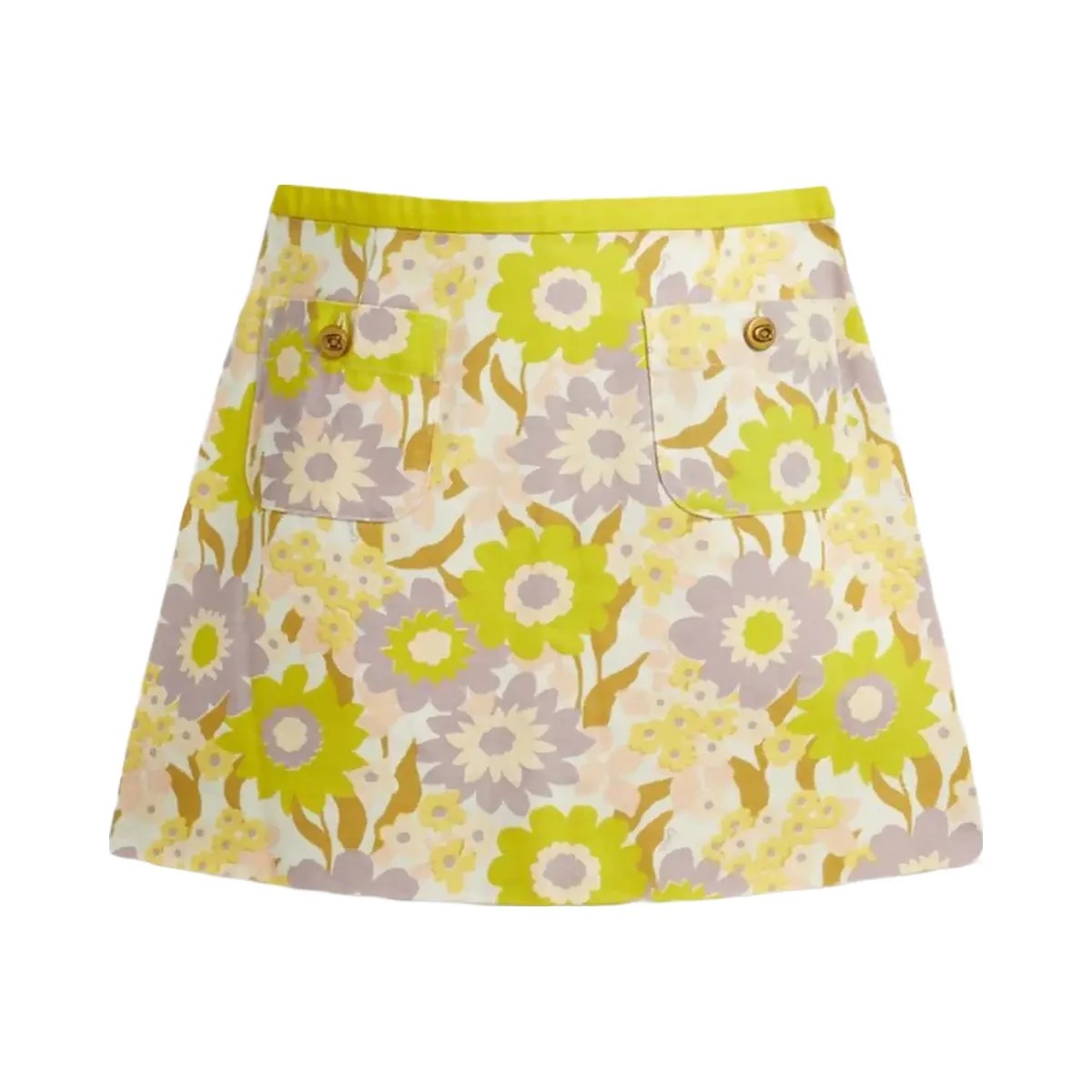 Coach Cotton Canvas Mini Skirt In Regenerative Cotton Yellow Floral - HypeFly India View 1