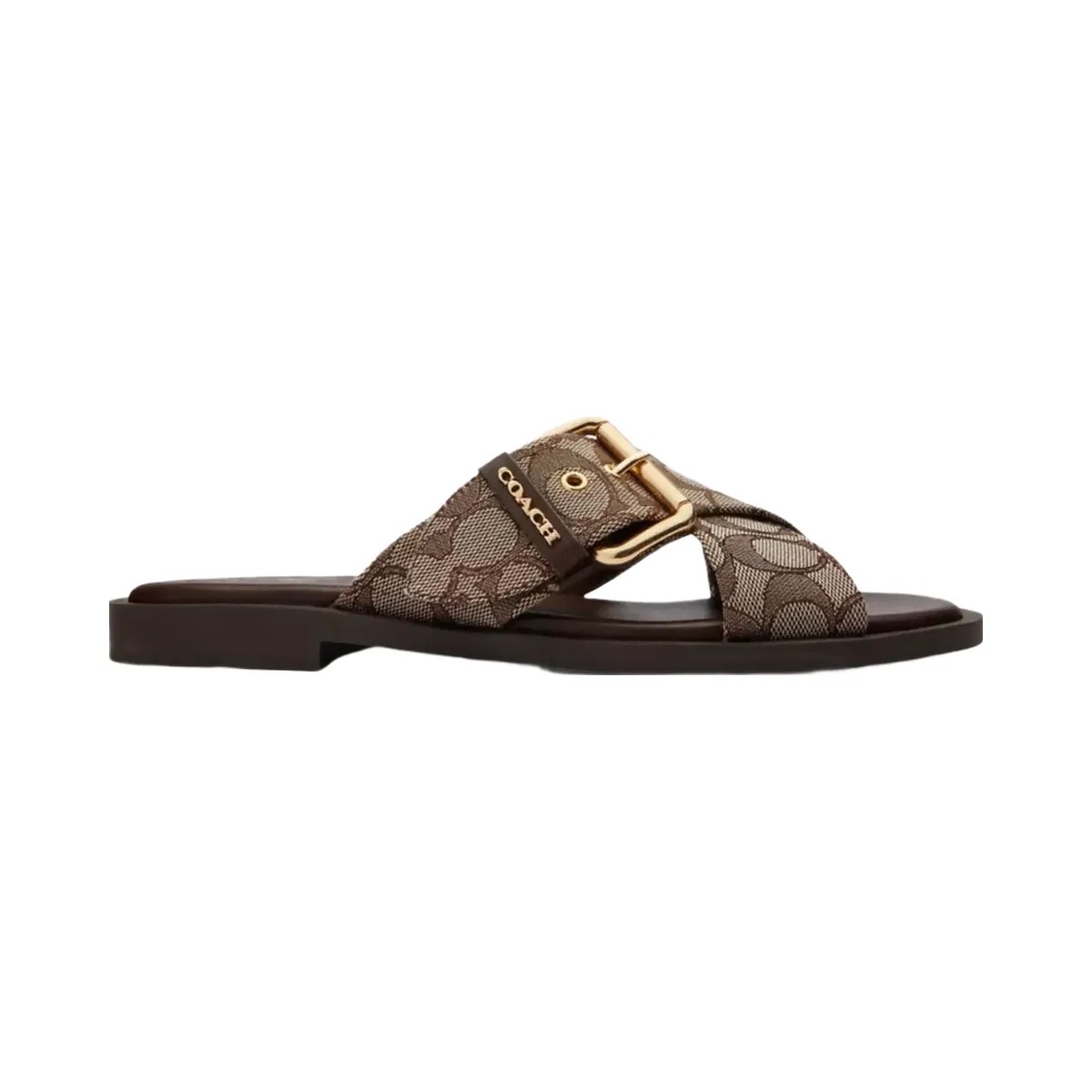 Coach Crisscross Buckle Sandal In Signature Jacquard in Oak Maple - HypeFly India View 2
