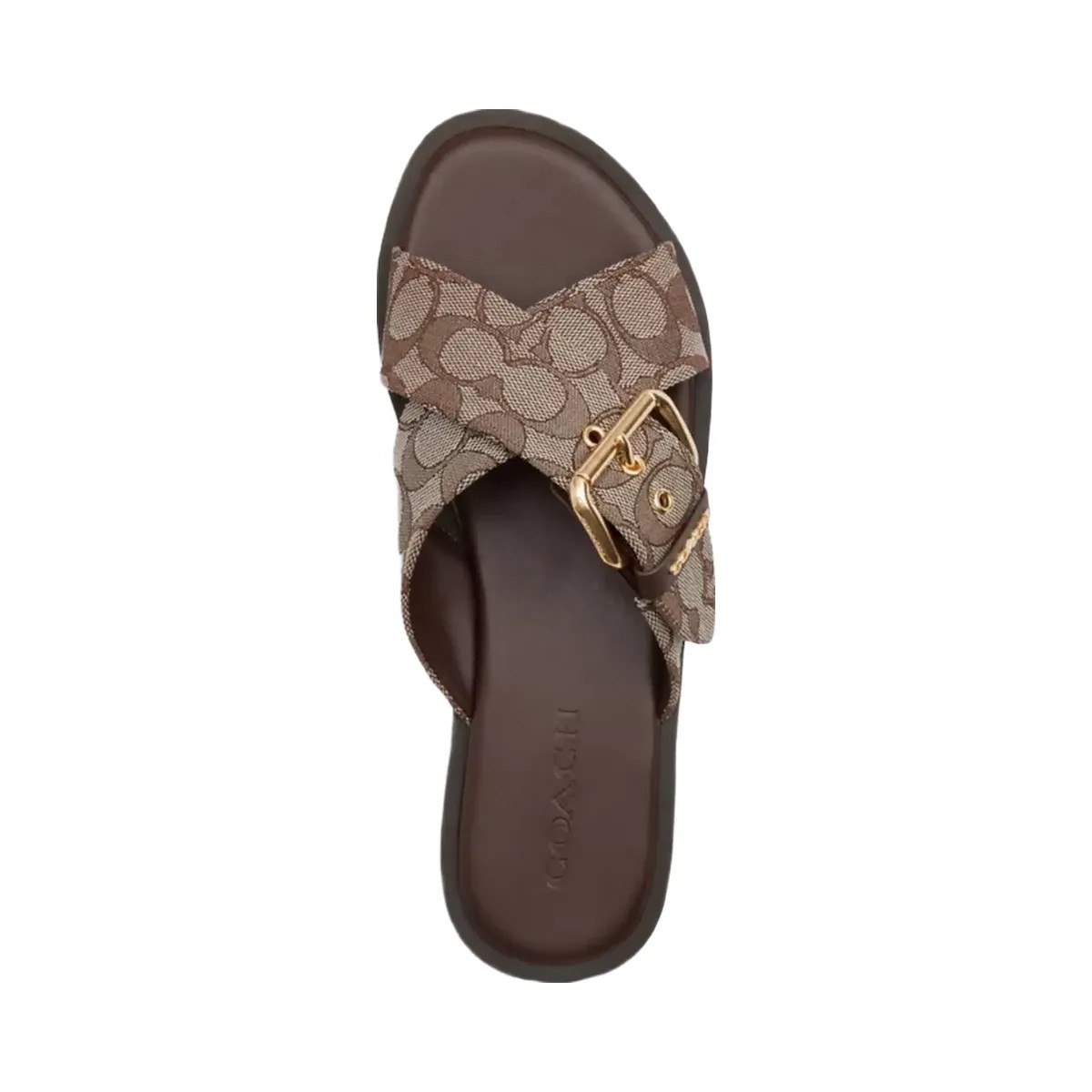 Coach Crisscross Buckle Sandal In Signature Jacquard in Oak Maple - HypeFly India View 3