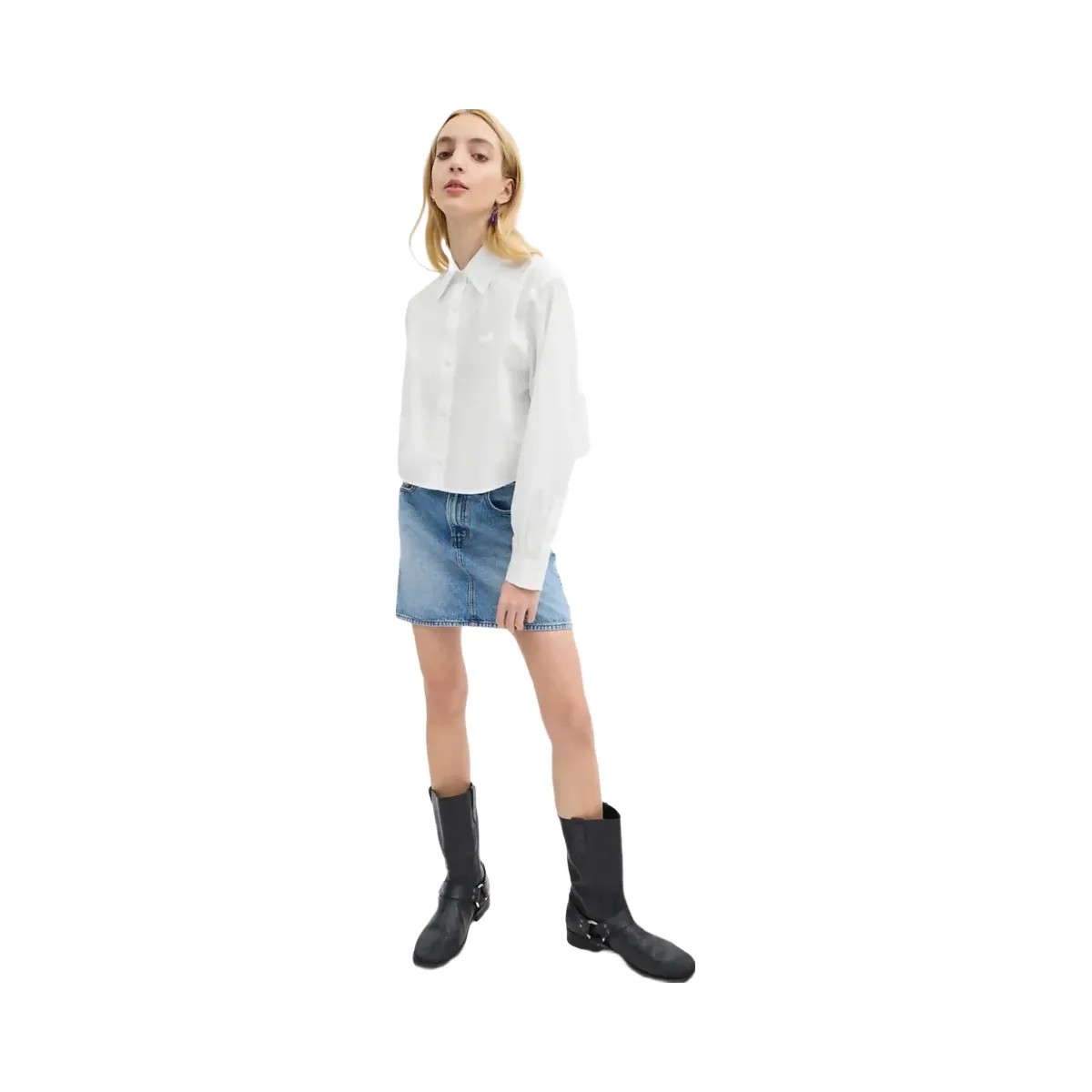 Coach Cropped Button Up Shirt White - HypeFly India View 2
