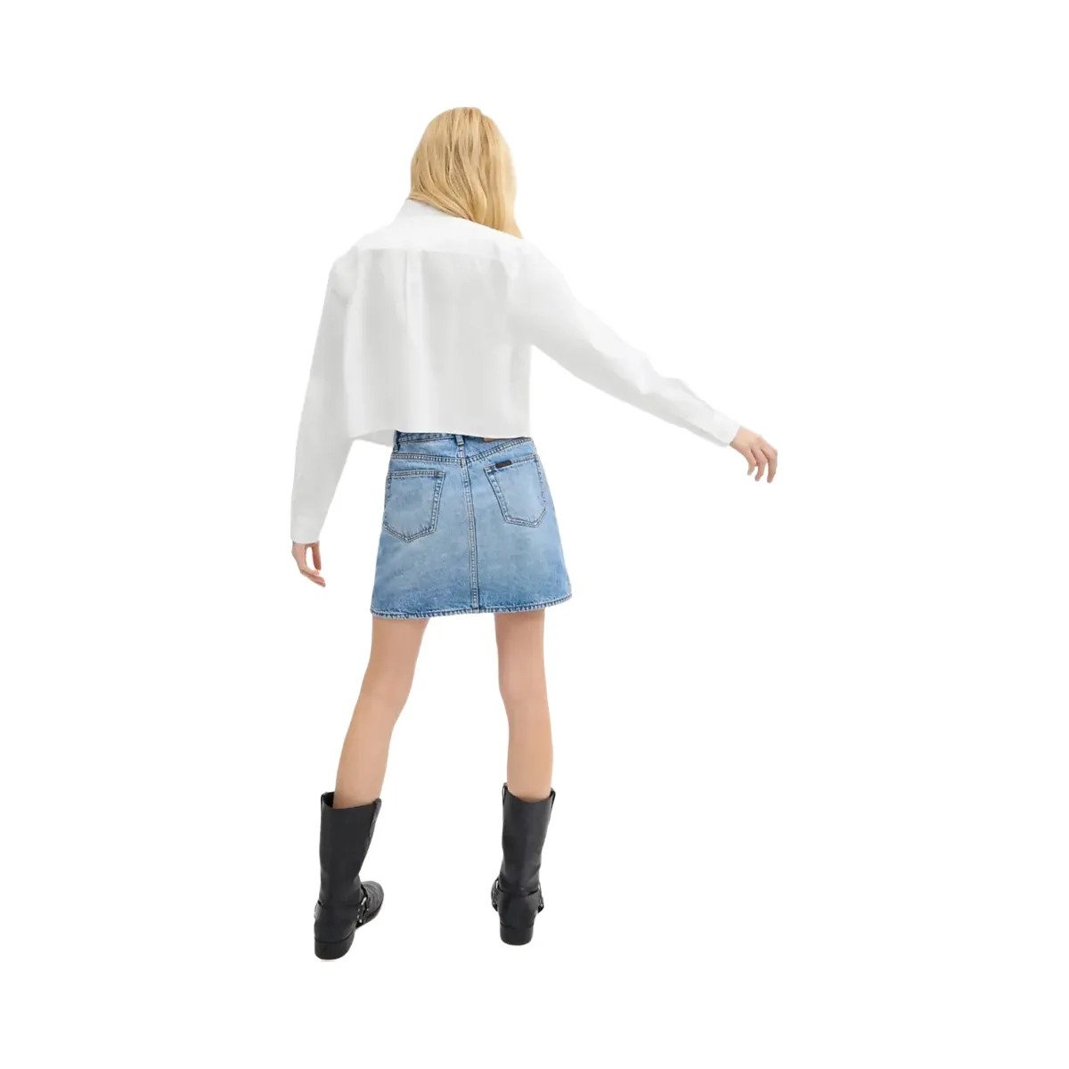 Coach Cropped Button Up Shirt White - HypeFly India View 3