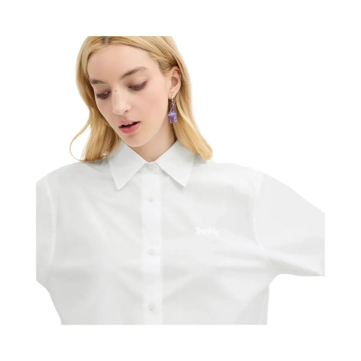 Coach Cropped Button Up Shirt White - HypeFly India View 4