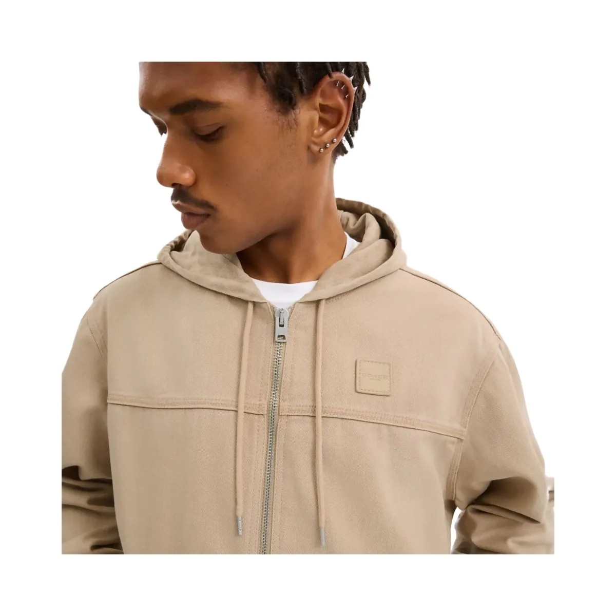 Coach Denim Hooded Zip Jacket Khaki - HypeFly India View 4