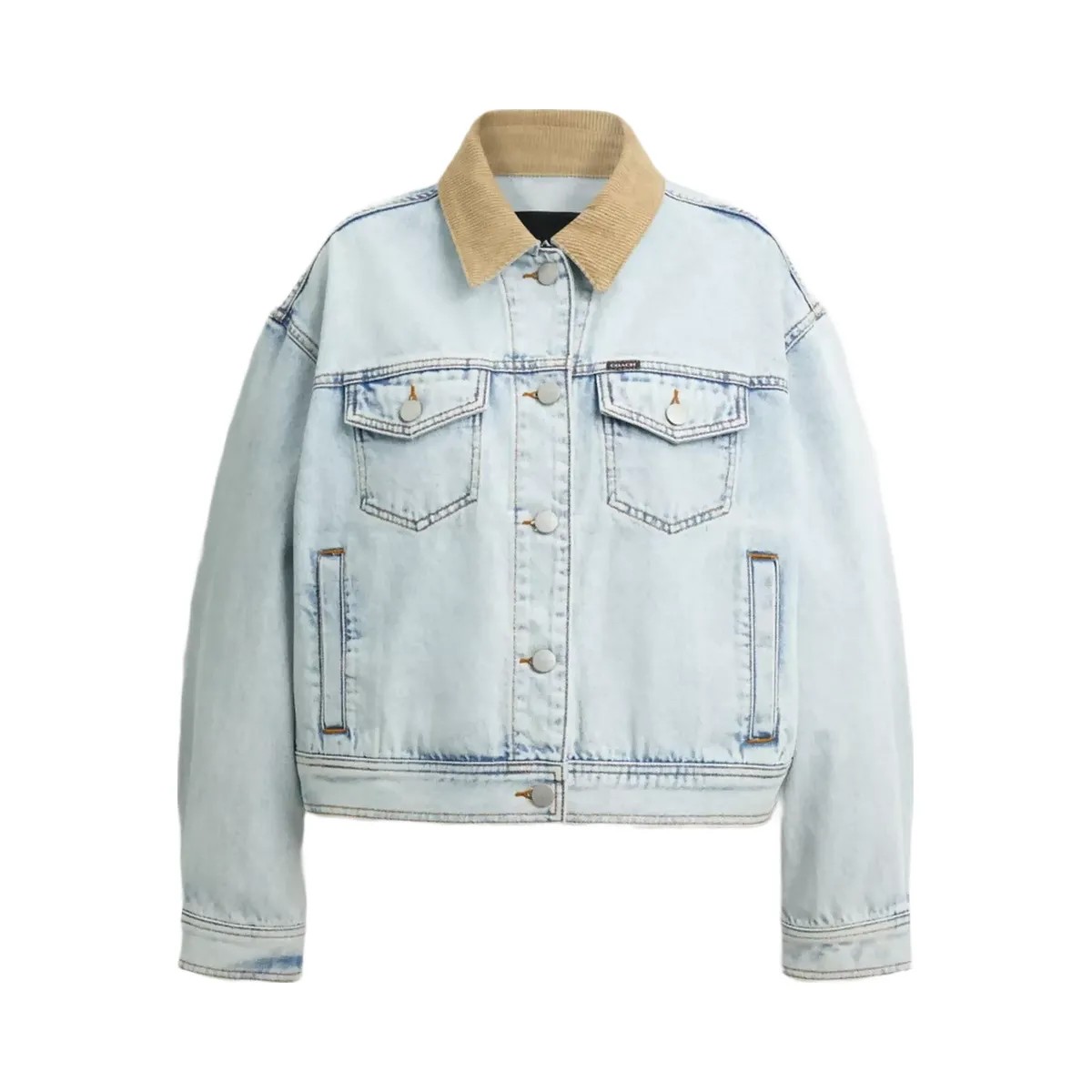 Coach Denim Jacket With Corduroy Collar In Organic Cotton in East River Wash - HypeFly India View 1