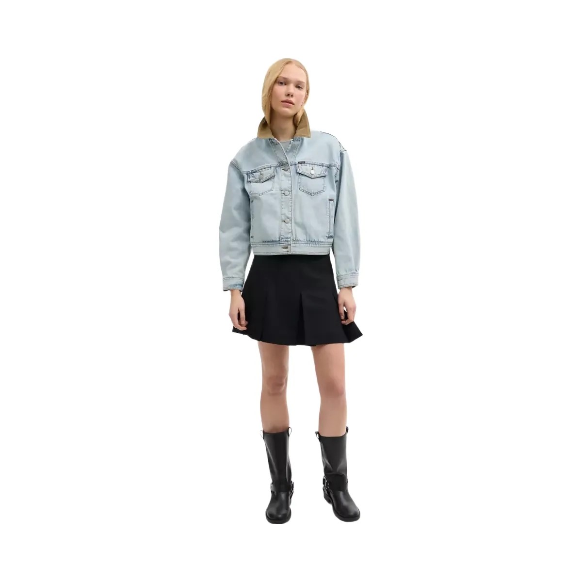 Coach Denim Jacket With Corduroy Collar In Organic Cotton in East River Wash - HypeFly India View 2