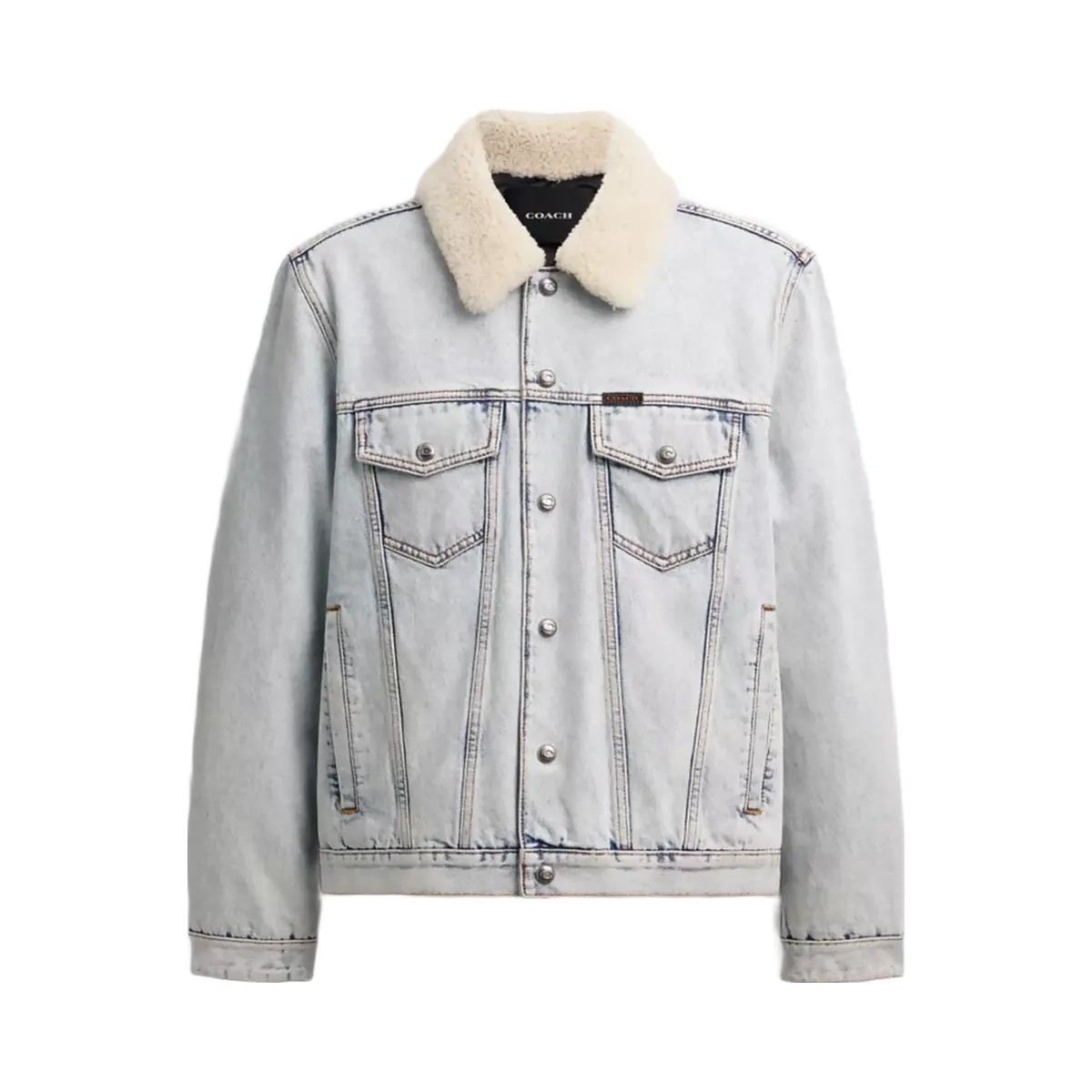 Coach Denim Jacket With Shearling Collar in Light Wash - HypeFly India View 1