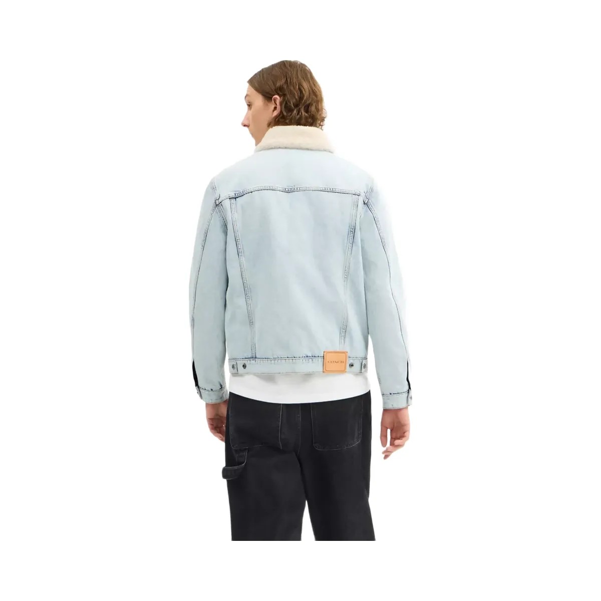 Coach Denim Jacket With Shearling Collar in Light Wash - HypeFly India View 3