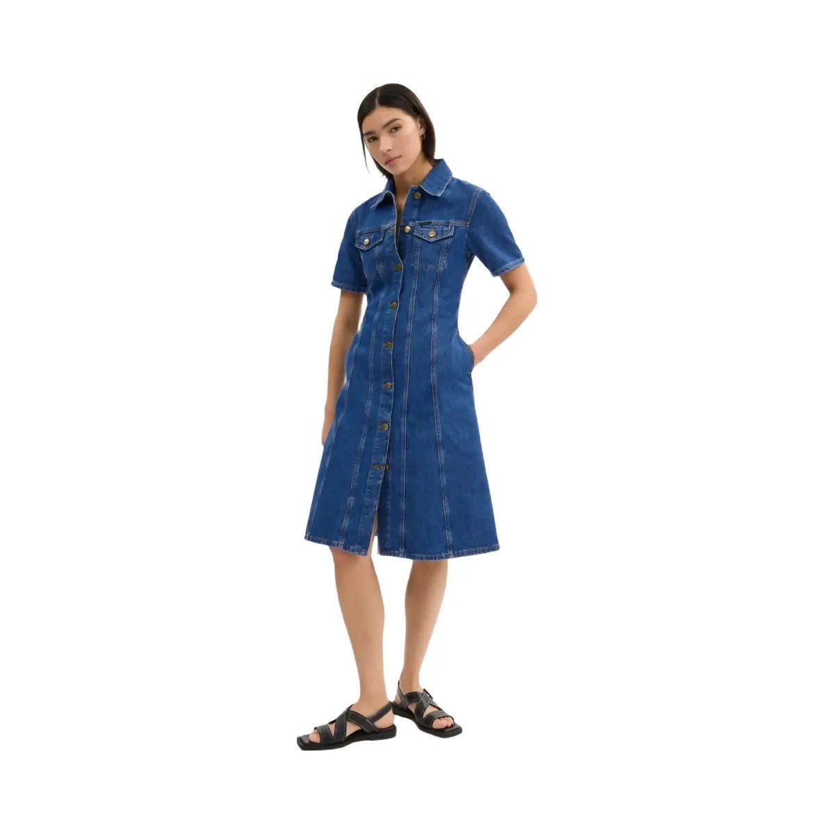 Coach Denim Midi Dress In Organic And Recycled Cotton Medium Blue - HypeFly India View 2