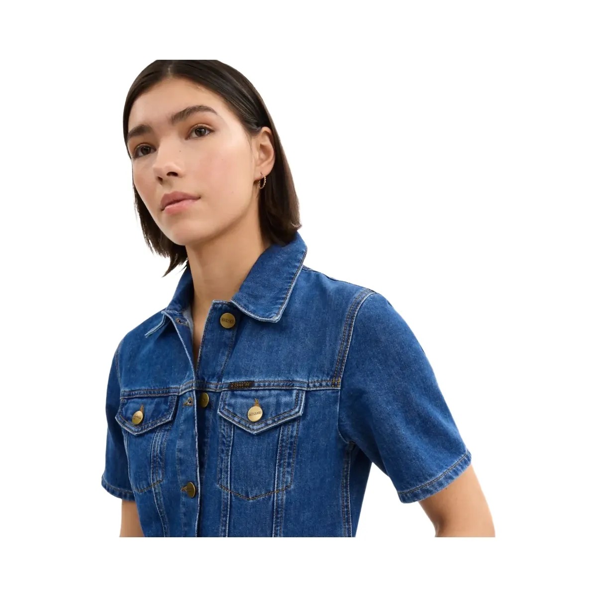 Coach Denim Midi Dress In Organic And Recycled Cotton Medium Blue - HypeFly India View 4