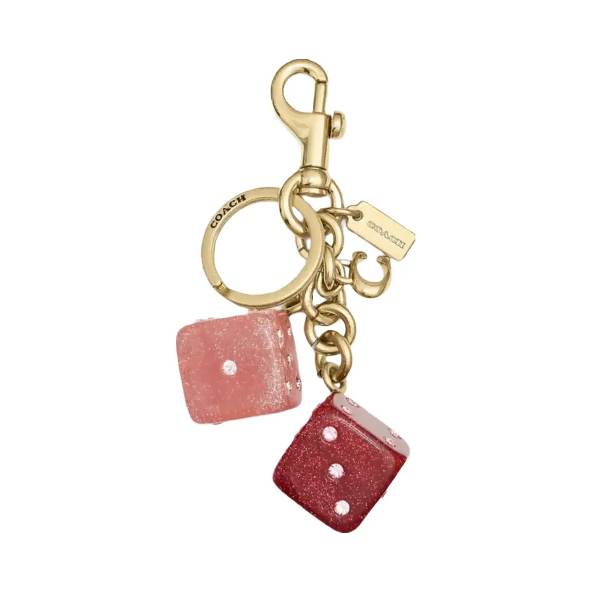 Coach Dice Bag Charm in Gold Pink Multi - HypeFly India View 1