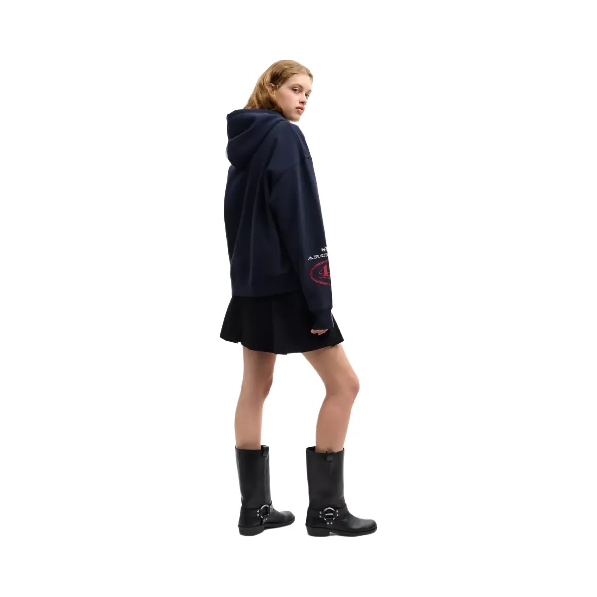 Coach Dinosaur Collage Relaxed Hoodie In Organic Cotton in Navy Blue - HypeFly India View 5
