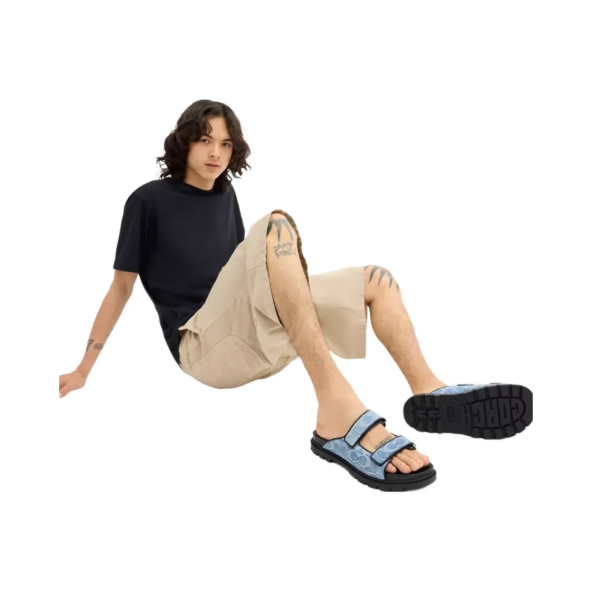 Coach Double Banded Sandal In Signature Denim in Denim Blue - HypeFly India View 4