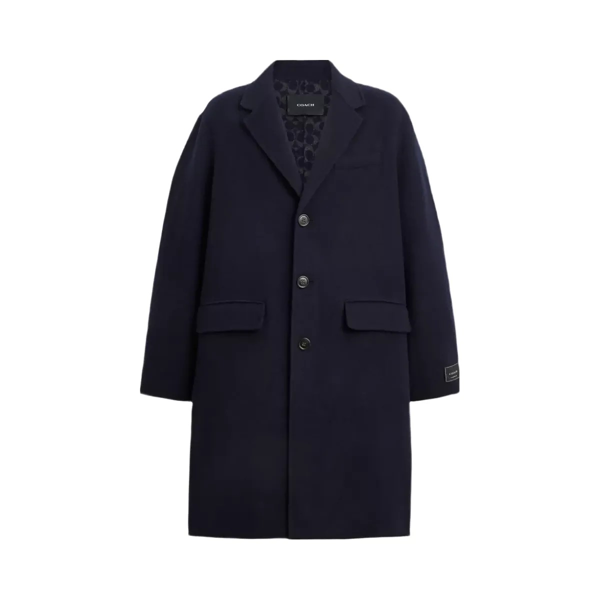 Coach Double Faced Wool Coat in Navy Blue - HypeFly India View 1