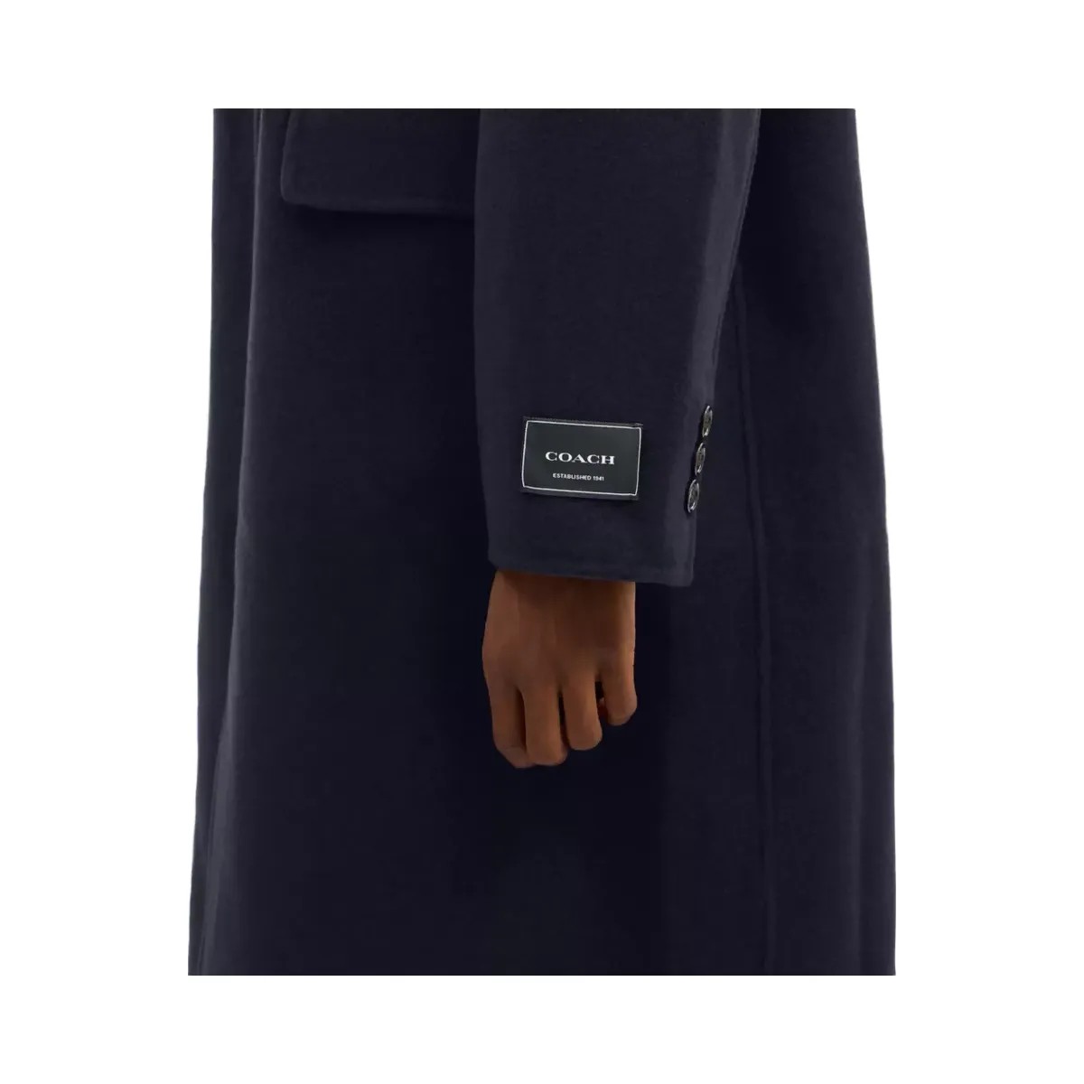 Coach Double Faced Wool Coat in Navy Blue - HypeFly India View 5