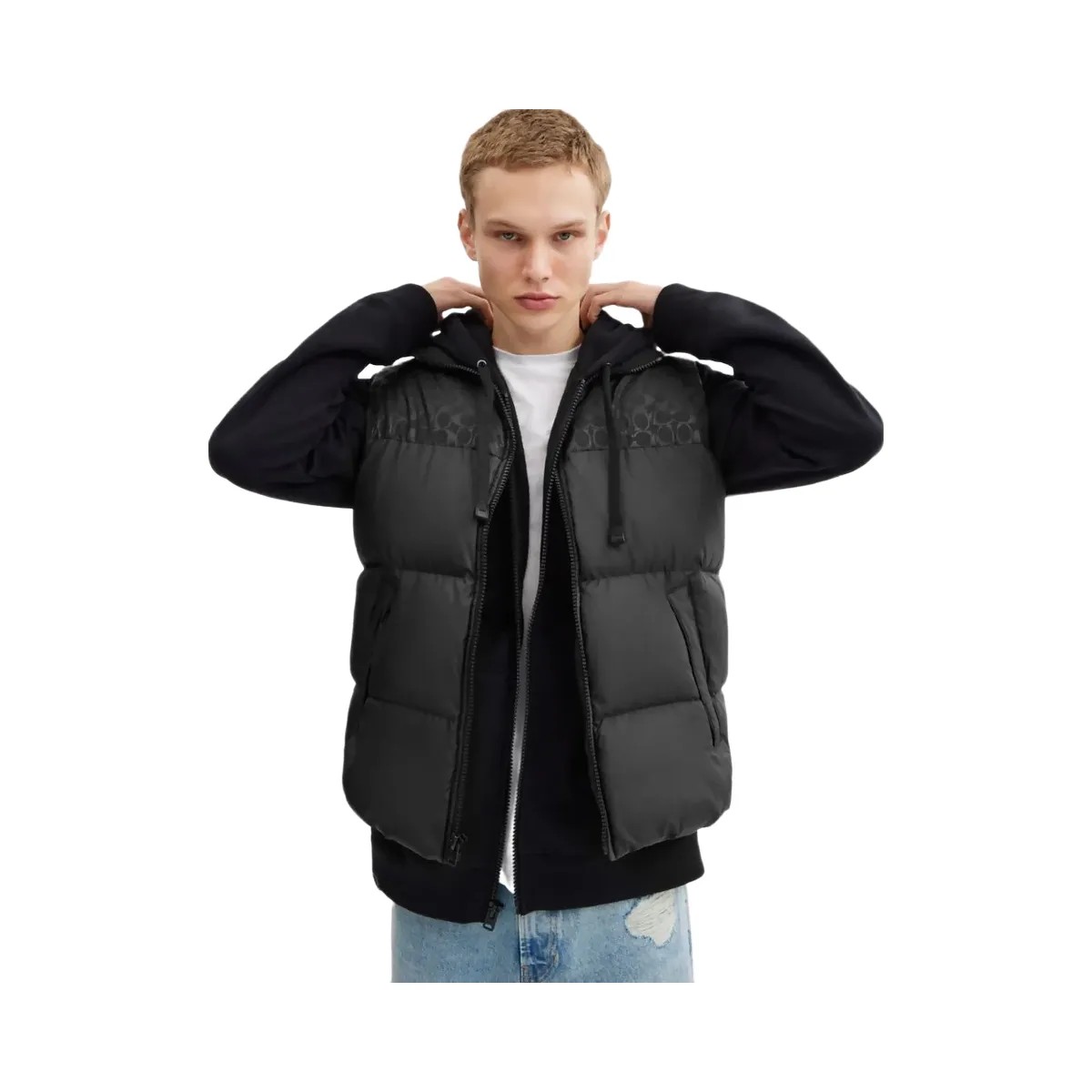 Coach Down Puffer Vest In Recycled Polyester Black - HypeFly India View 3