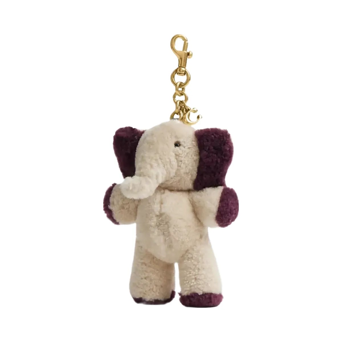 Coach Ellie Bag Charm In Shearling in Brass Multi - HypeFly India View 1