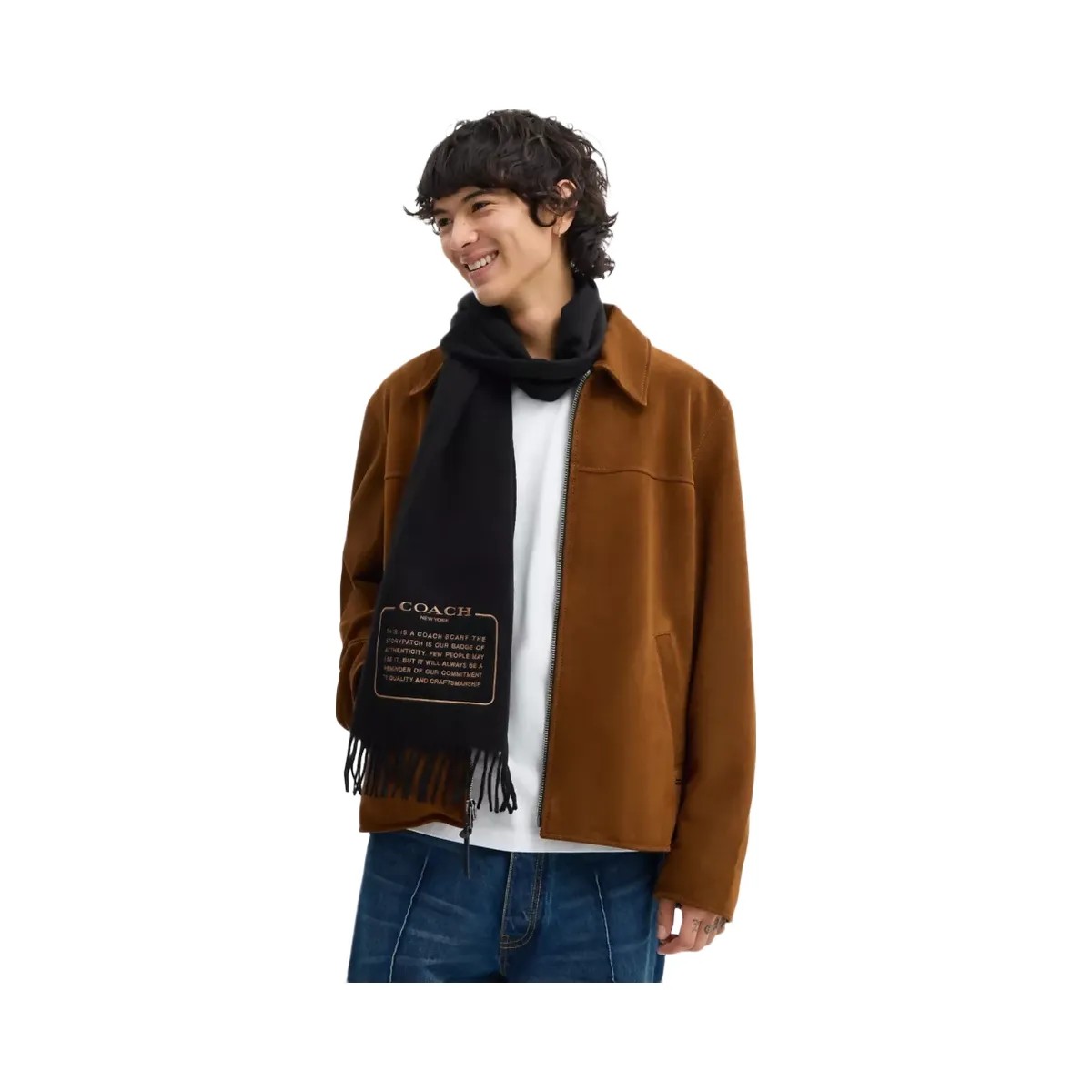 Coach Embroidered Patch Cashmere Muffler in Black - HypeFly India View 3