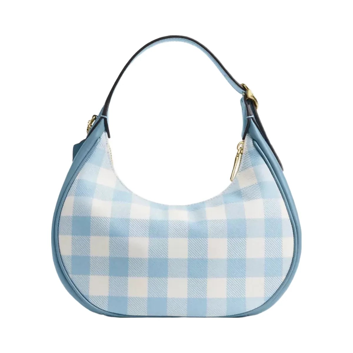 Coach Emily Shoulder Bag With Gingham Print And Charm in Gold Blue Multi - HypeFly India View 3