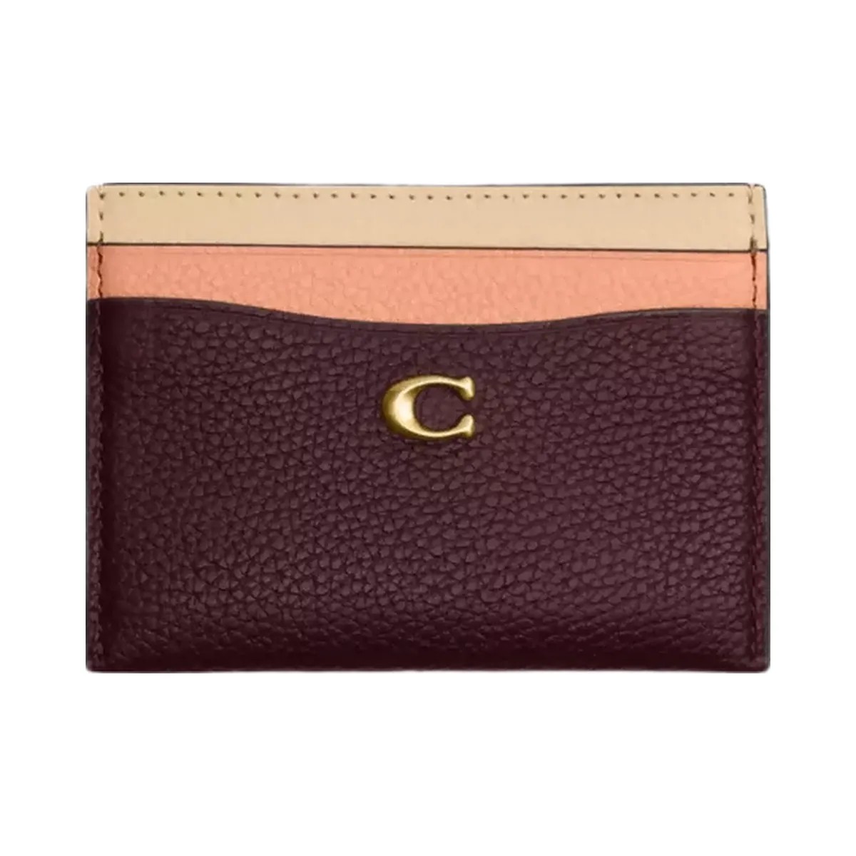 Coach Essential Card Case In Colorblock in Brass Merlot Multi - HypeFly India View 1