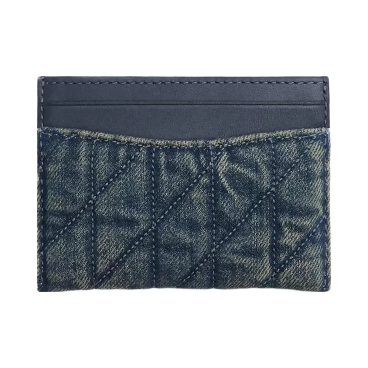 Coach Essential Card Case In Regenerative Cotton Denim With Quilting in Brass Dark Indigo - HypeFly India View 2