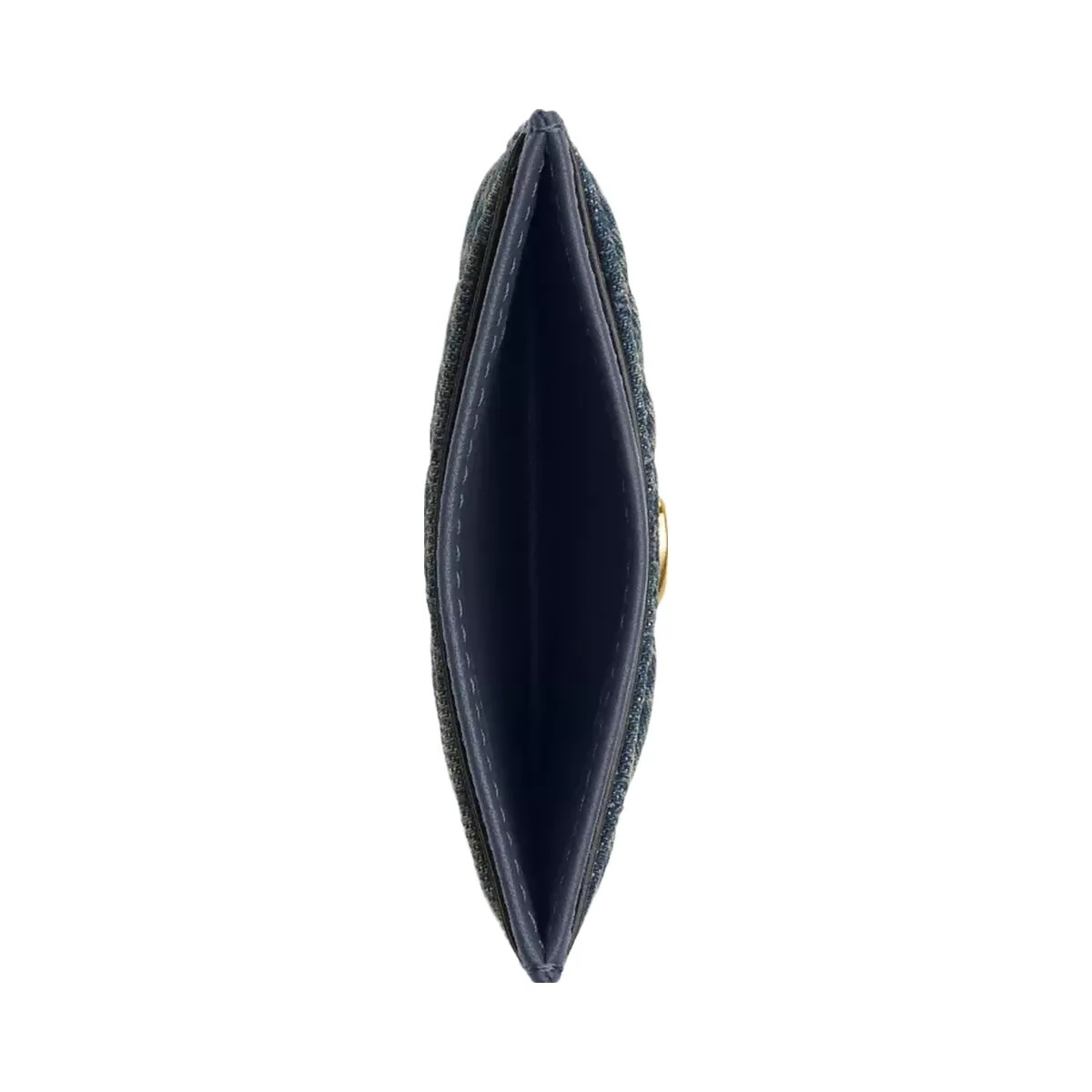 Coach Essential Card Case In Regenerative Cotton Denim With Quilting in Brass Dark Indigo - HypeFly India View 3