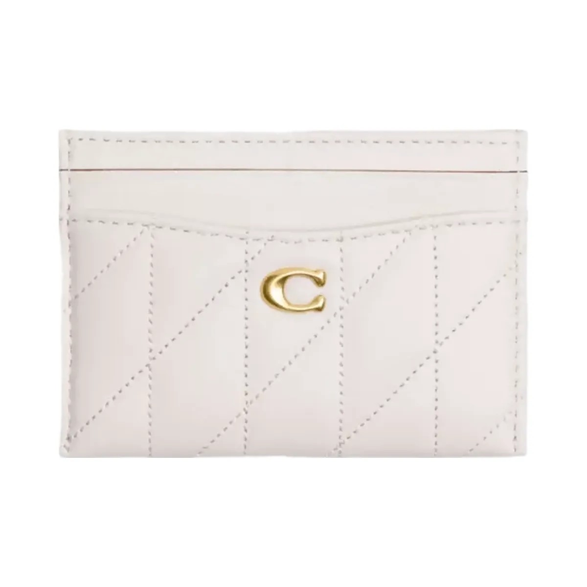 Coach Essential Card Case With Pillow Quilting in Brass Chalk - HypeFly India View 1